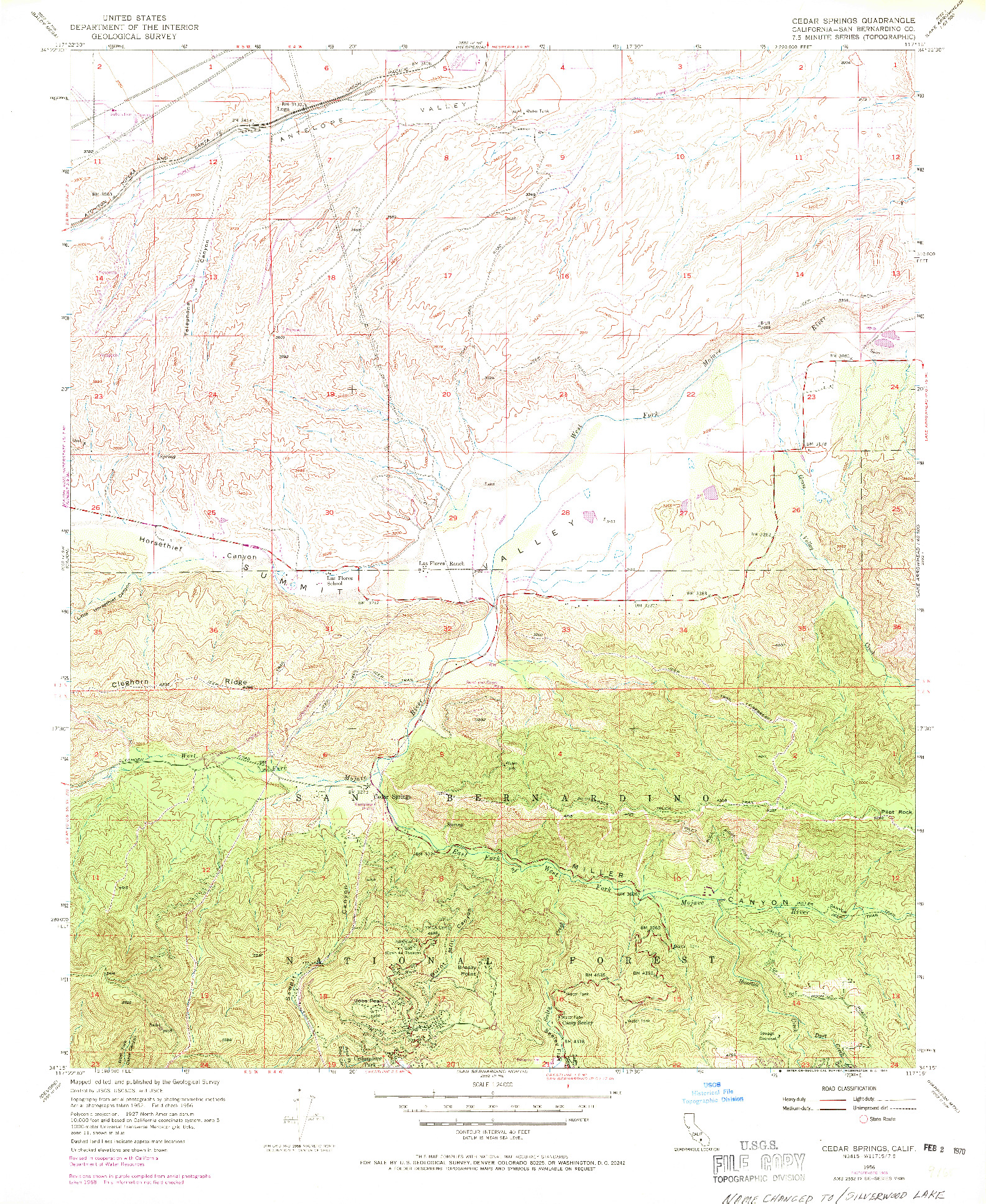 USGS 1:24000-SCALE QUADRANGLE FOR CEDAR SPRINGS, CA 1956