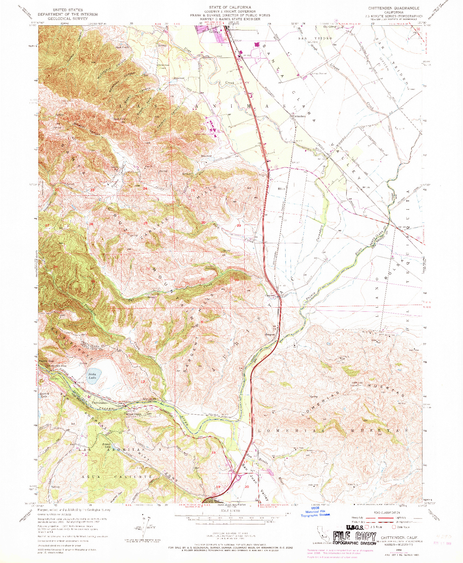 USGS 1:24000-SCALE QUADRANGLE FOR CHITTENDEN, CA 1955