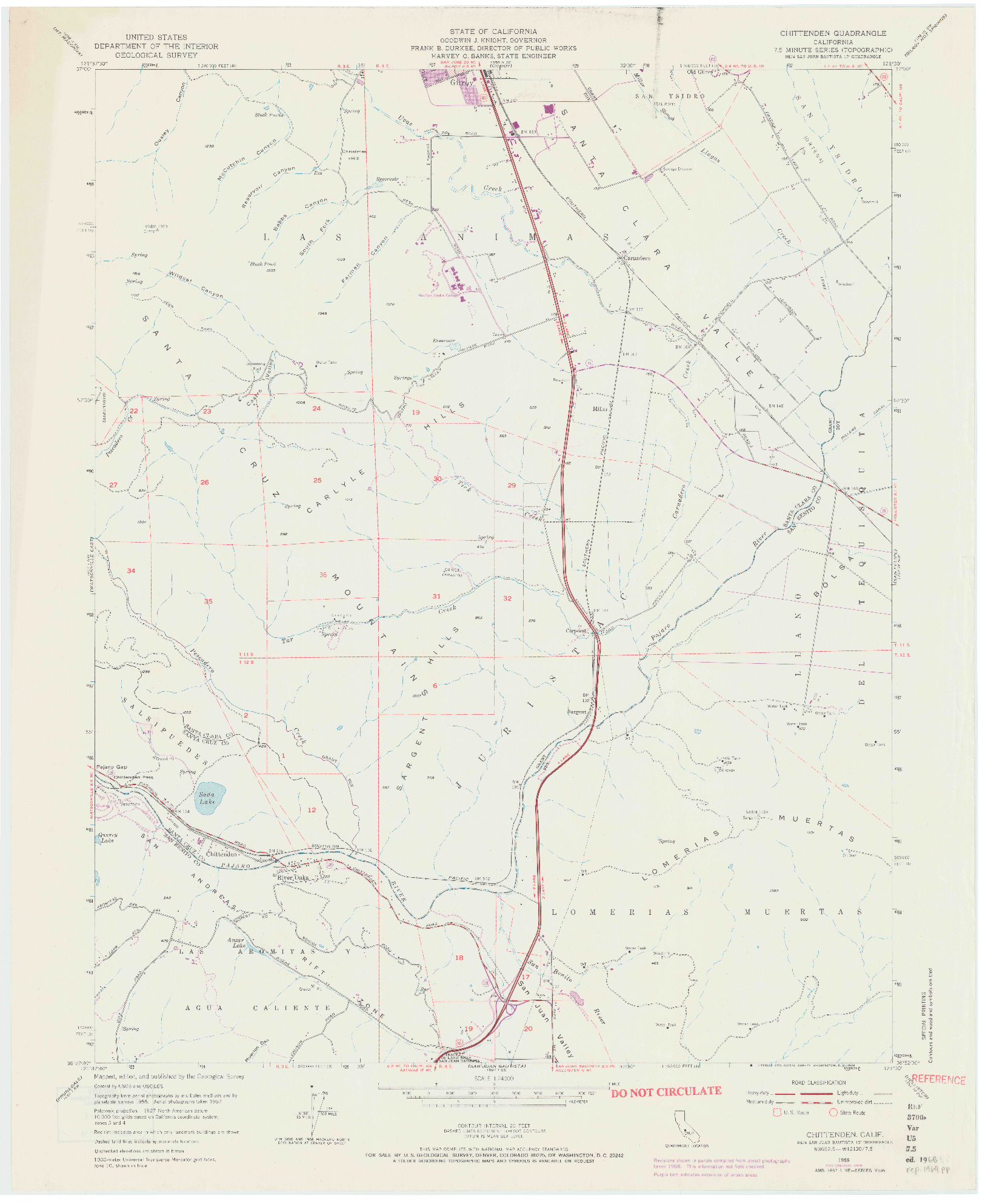 USGS 1:24000-SCALE QUADRANGLE FOR CHITTENDEN, CA 1955