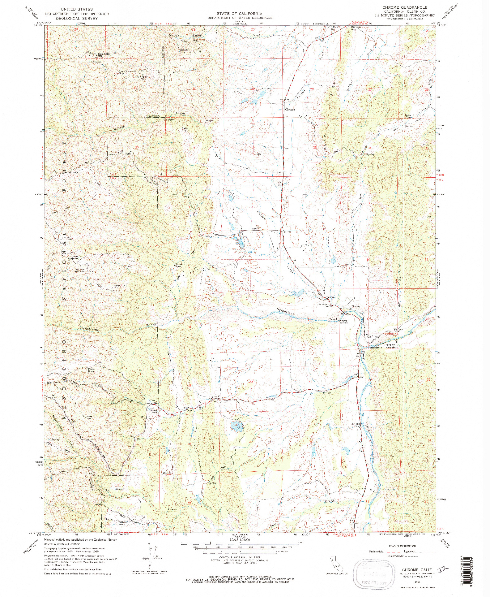USGS 1:24000-SCALE QUADRANGLE FOR CHROME, CA 1968