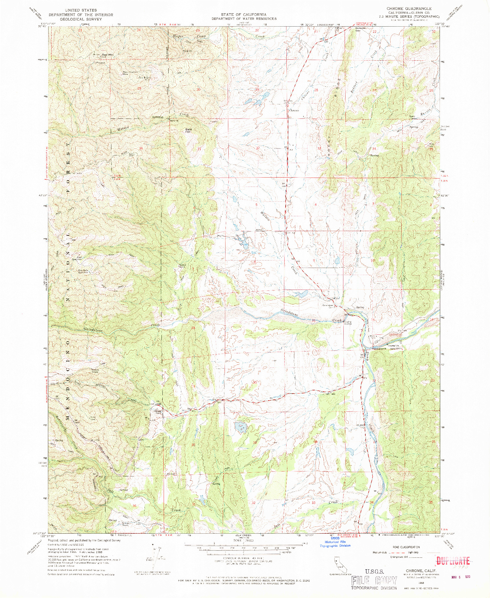 USGS 1:24000-SCALE QUADRANGLE FOR CHROME, CA 1968