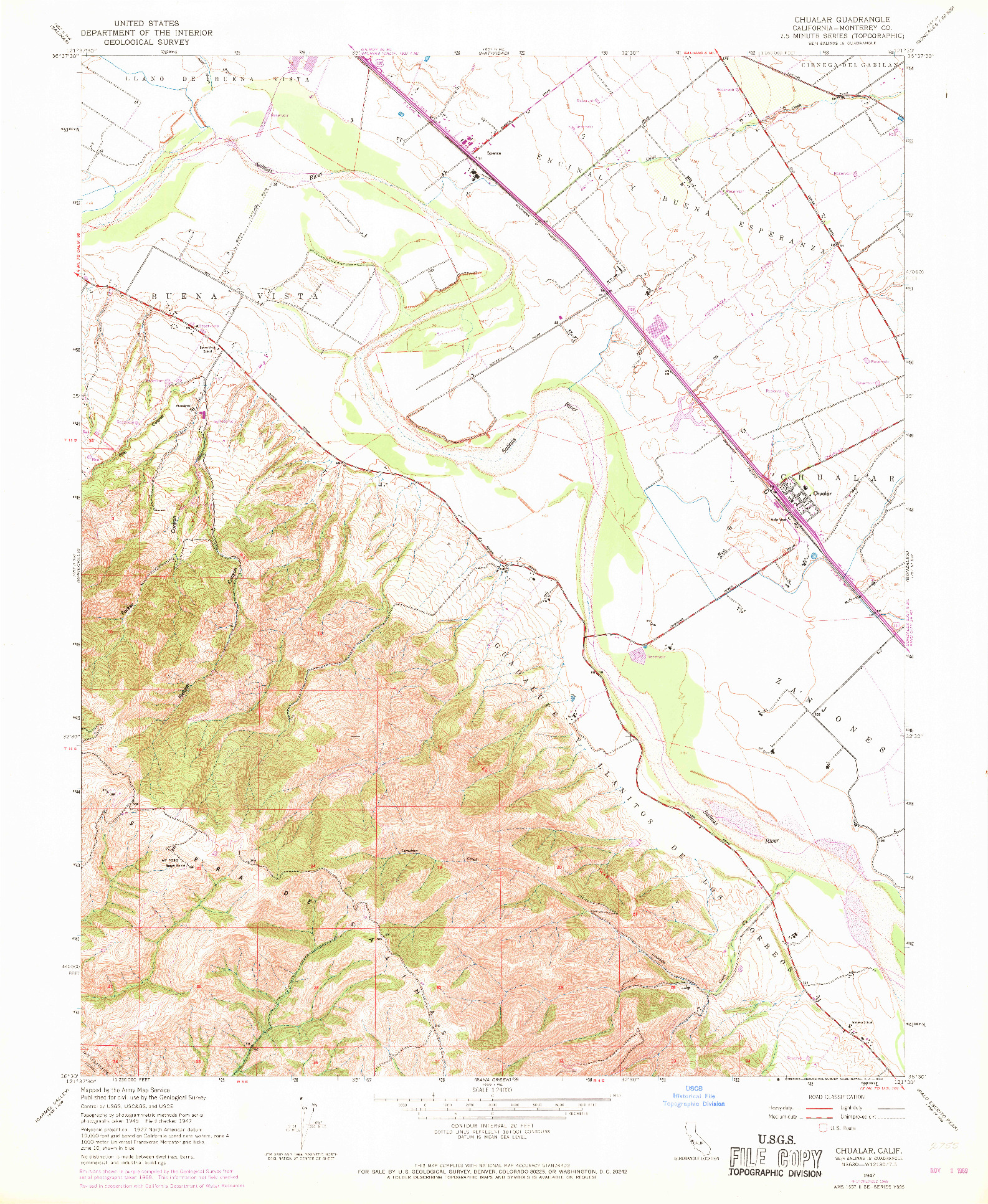 USGS 1:24000-SCALE QUADRANGLE FOR CHUALAR, CA 1947