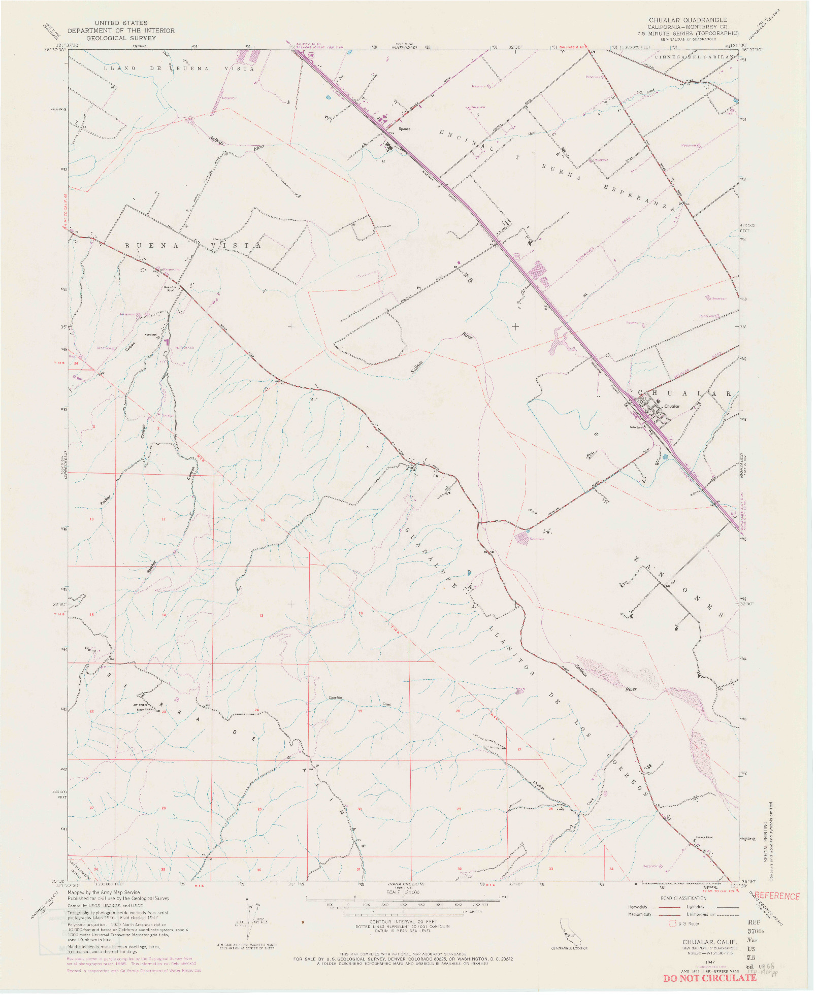 USGS 1:24000-SCALE QUADRANGLE FOR CHUALAR, CA 1947