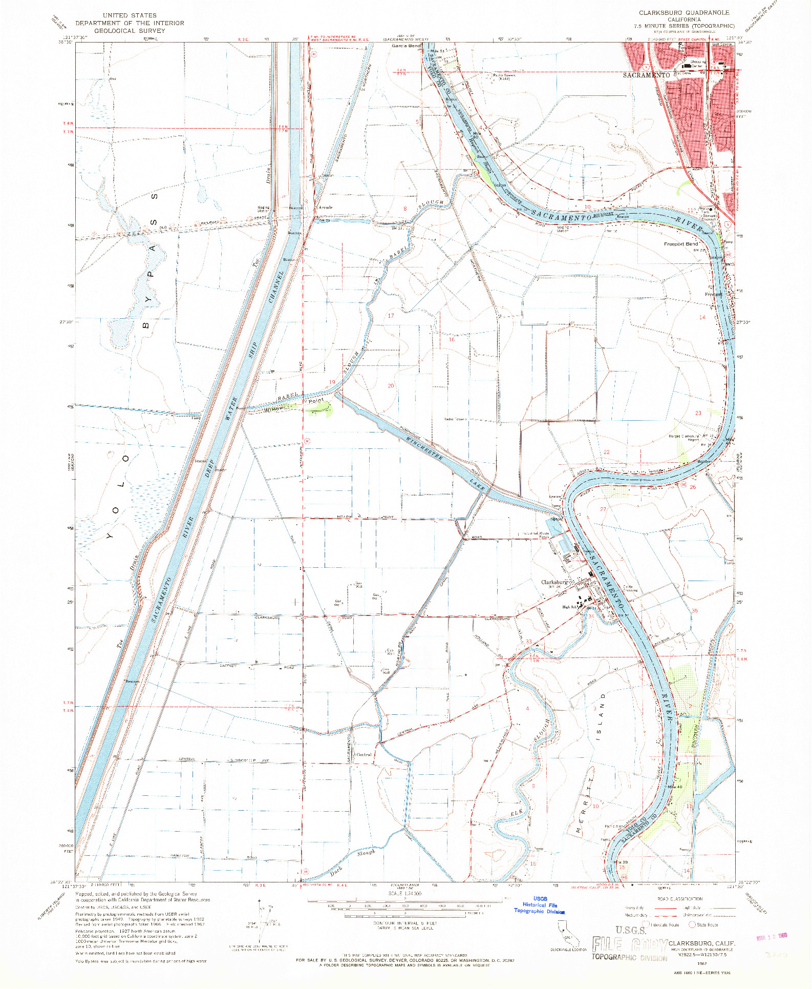 USGS 1:24000-SCALE QUADRANGLE FOR CLARKSBURG, CA 1967