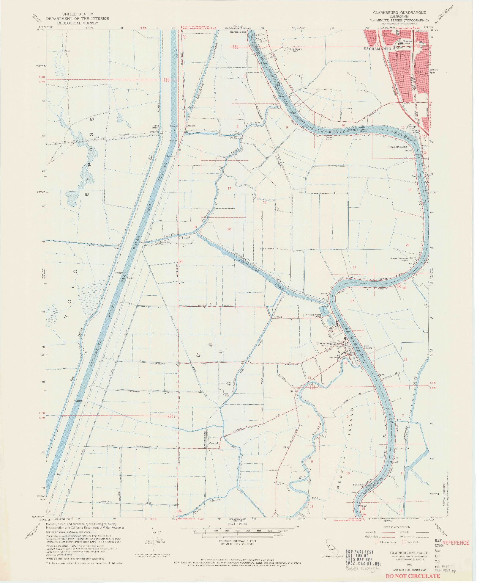 USGS 1:24000-SCALE QUADRANGLE FOR CLARKSBURG, CA 1967