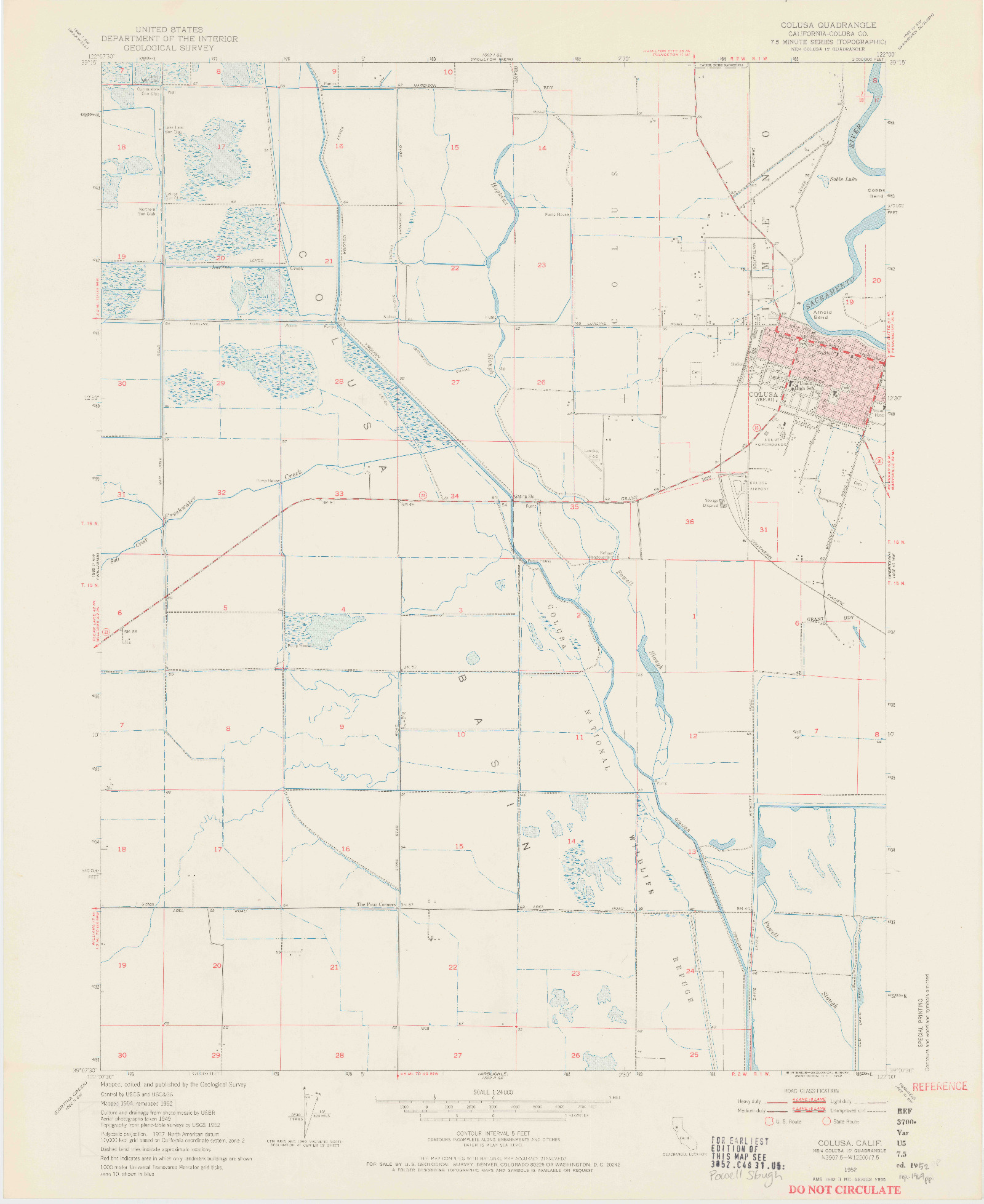 USGS 1:24000-SCALE QUADRANGLE FOR COLUSA, CA 1952