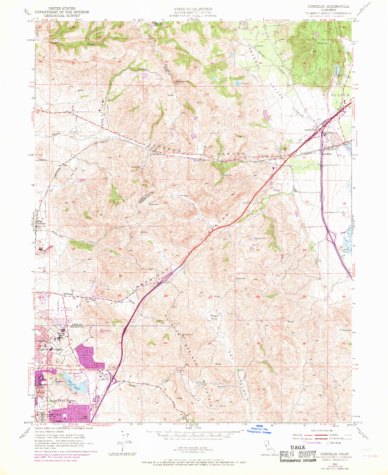 USGS 1:24000-SCALE QUADRANGLE FOR CORDELIA, CA 1951