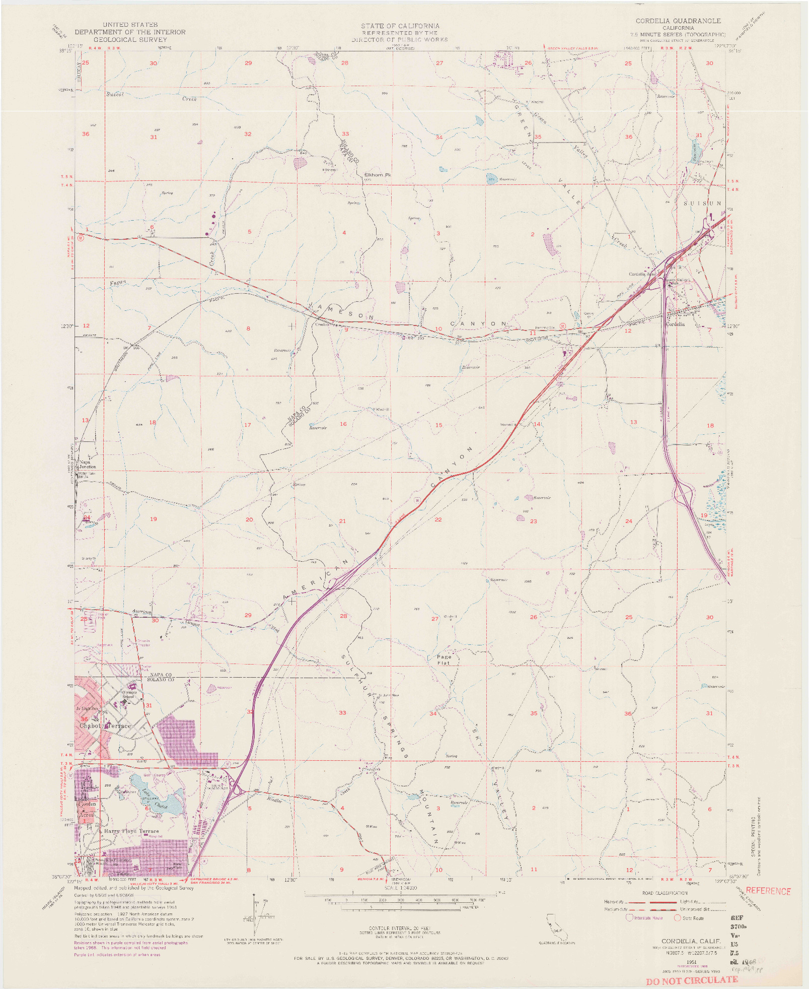 USGS 1:24000-SCALE QUADRANGLE FOR CORDELIA, CA 1951