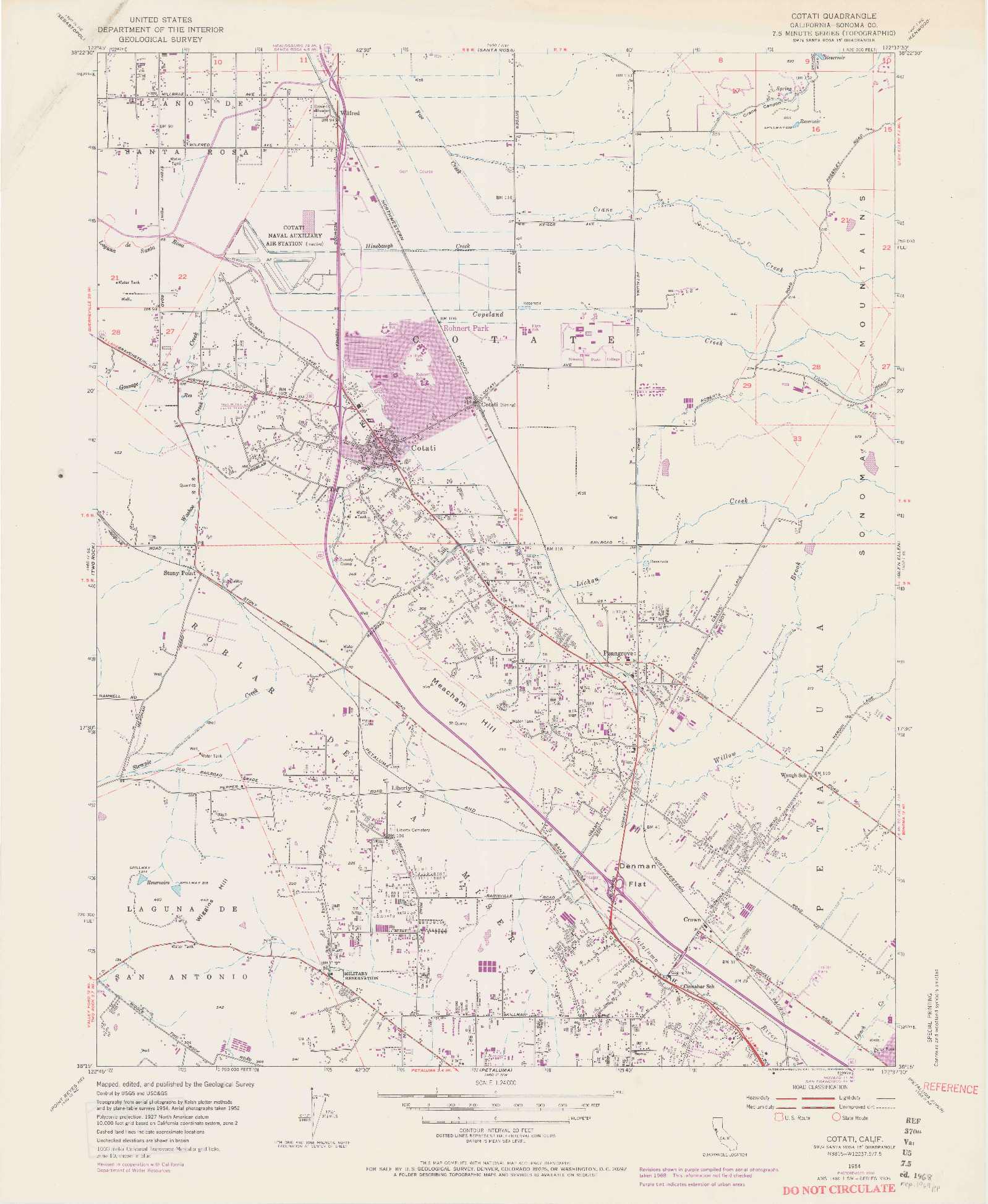 USGS 1:24000-SCALE QUADRANGLE FOR COTATI, CA 1954