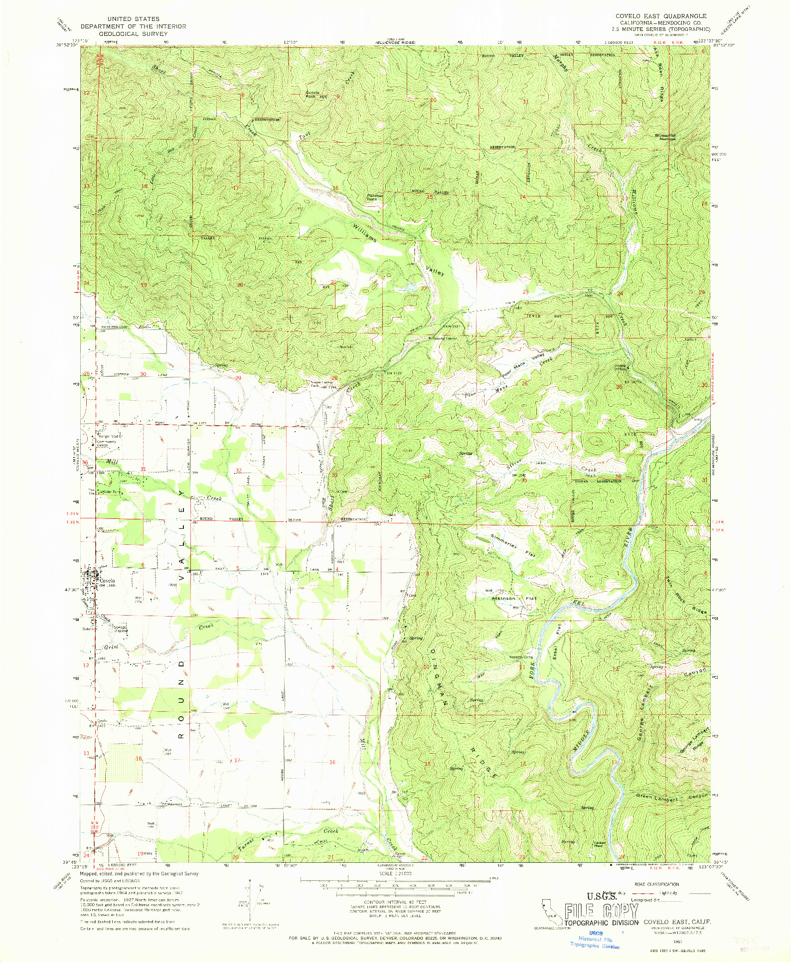 USGS 1:24000-SCALE QUADRANGLE FOR COVELO EAST, CA 1967
