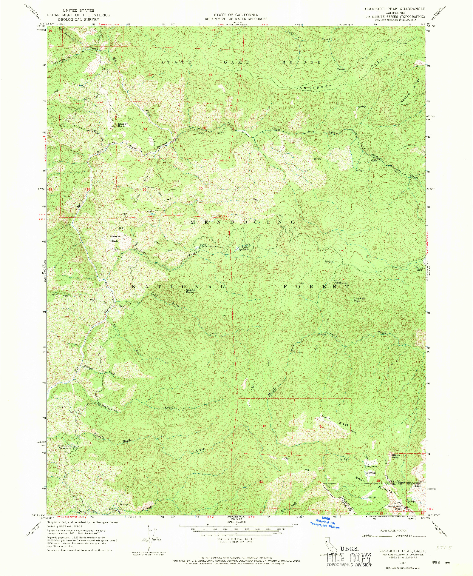 USGS 1:24000-SCALE QUADRANGLE FOR CROCKETT PEAK, CA 1967