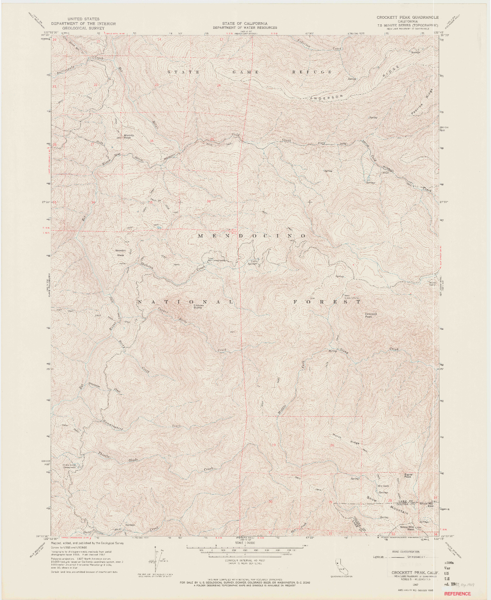 USGS 1:24000-SCALE QUADRANGLE FOR CROCKETT PEAK, CA 1967