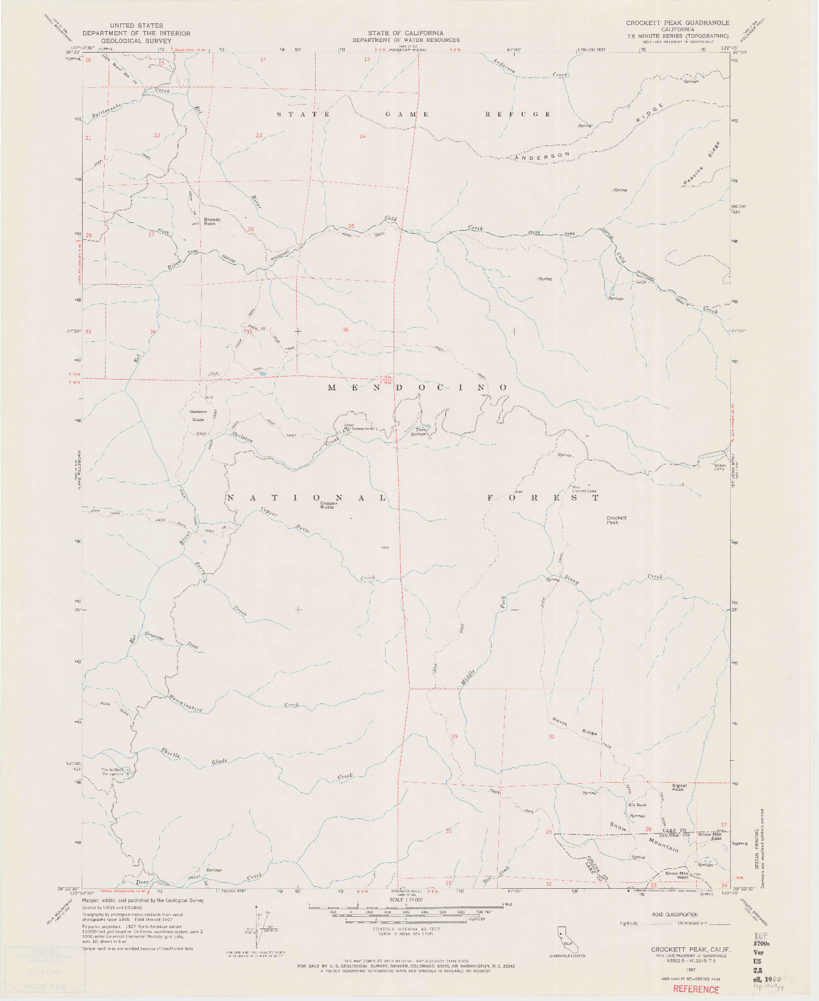 USGS 1:24000-SCALE QUADRANGLE FOR CROCKETT PEAK, CA 1967