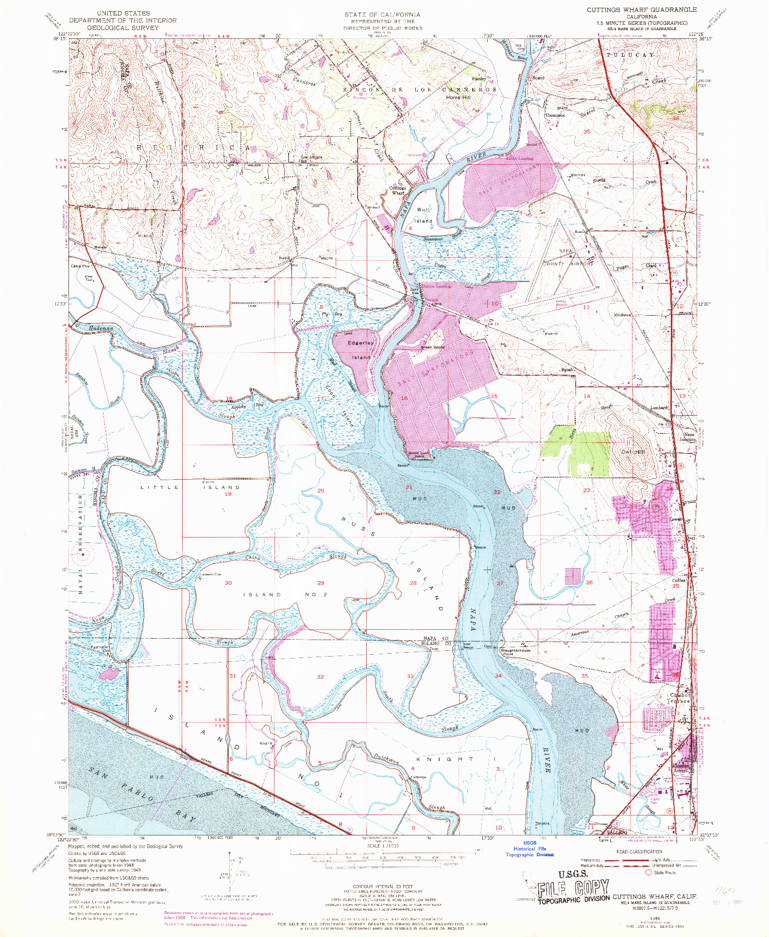 USGS 1:24000-SCALE QUADRANGLE FOR CUTTINGS WHARF, CA 1949