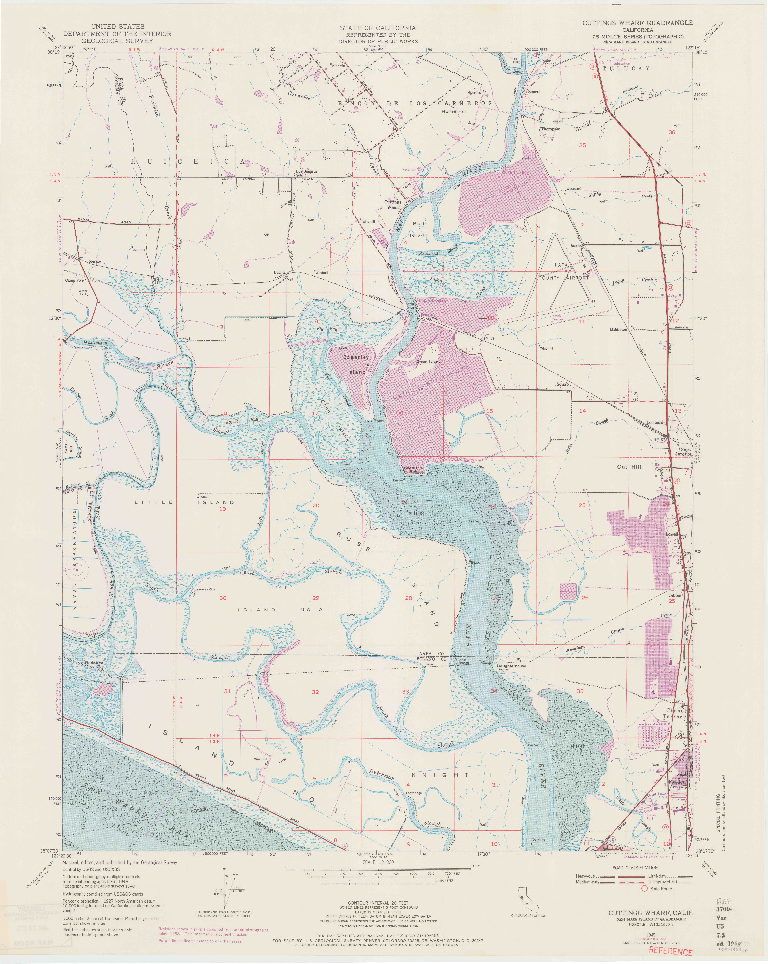 USGS 1:24000-SCALE QUADRANGLE FOR CUTTINGS WHARF, CA 1949