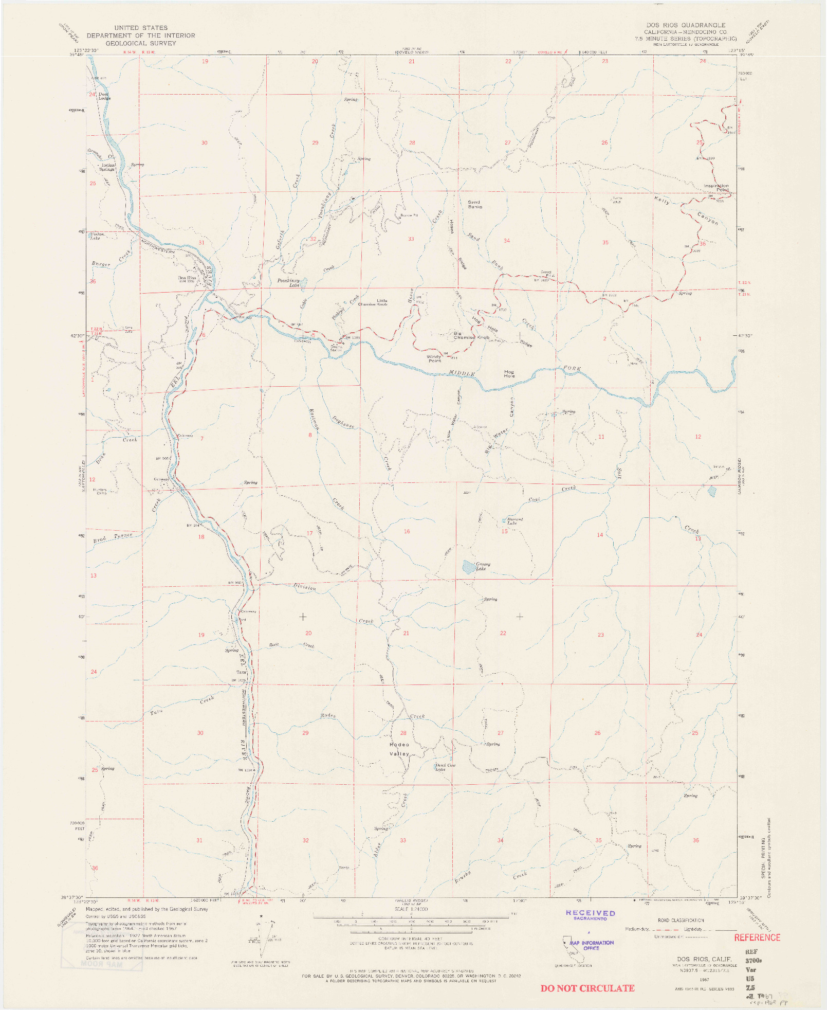 USGS 1:24000-SCALE QUADRANGLE FOR DOS RIOS, CA 1967