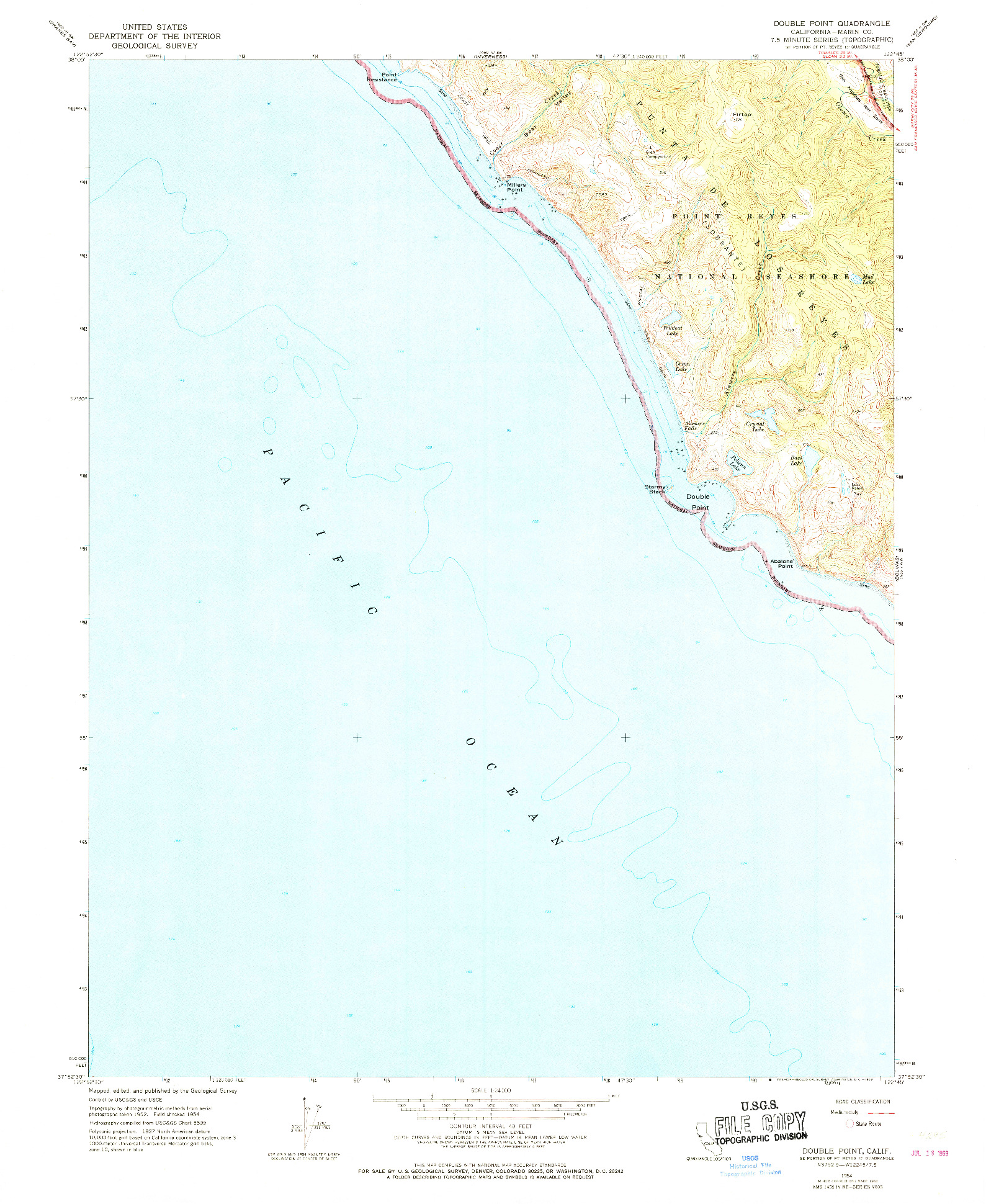 USGS 1:24000-SCALE QUADRANGLE FOR DOUBLE POINT, CA 1954