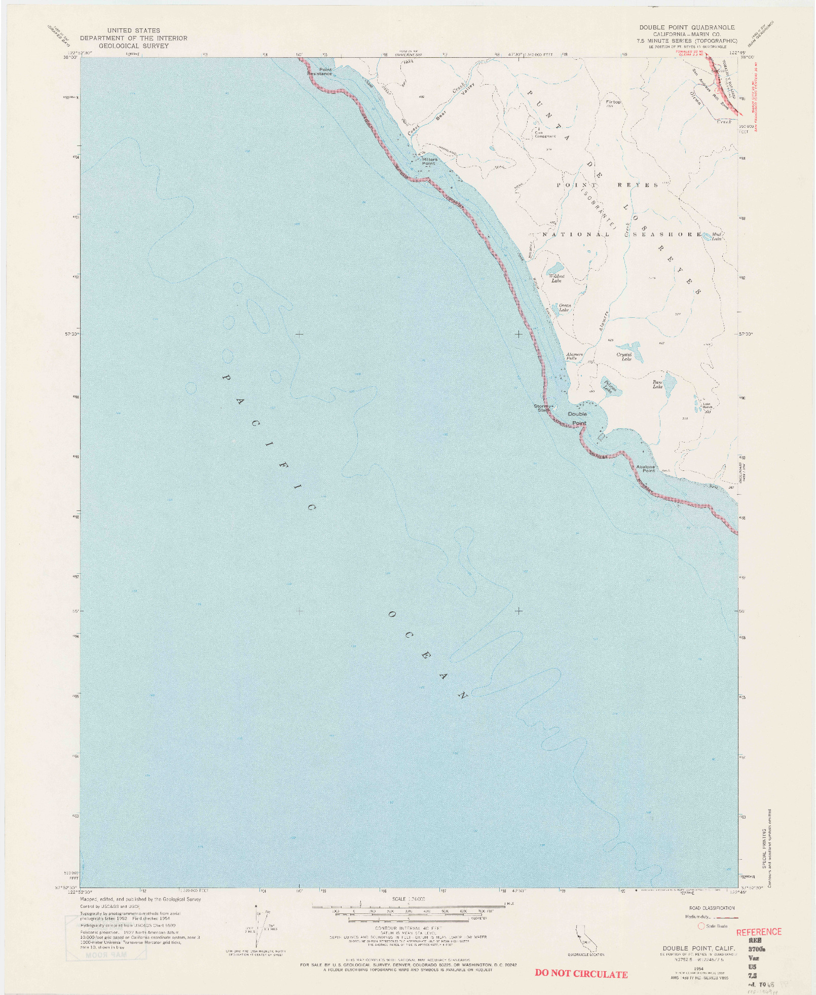 USGS 1:24000-SCALE QUADRANGLE FOR DOUBLE POINT, CA 1954