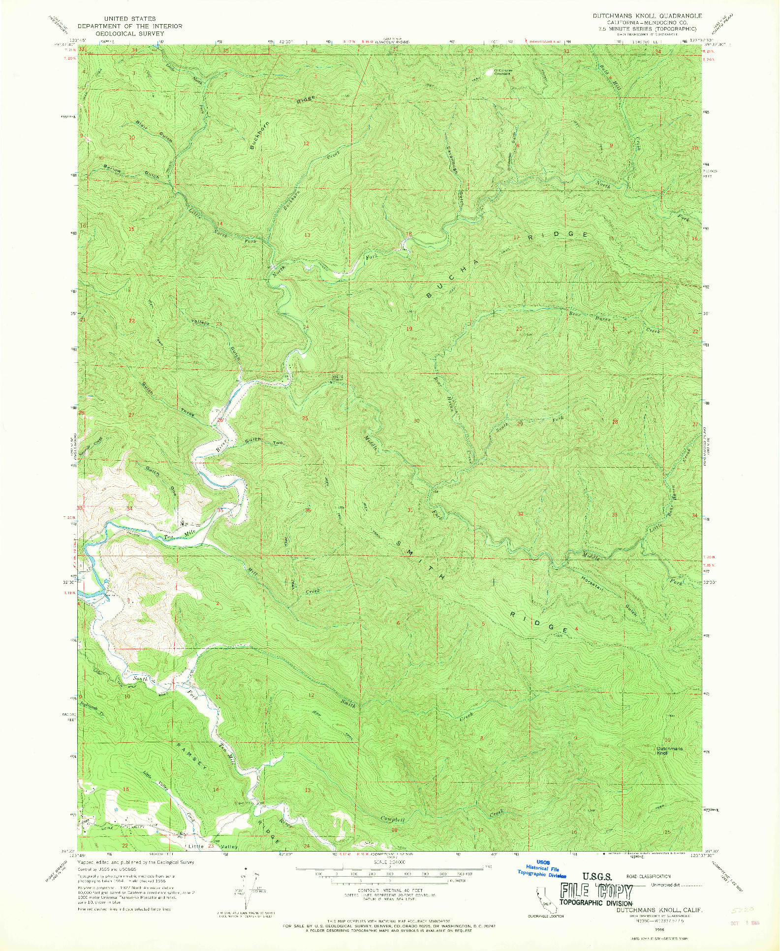 USGS 1:24000-SCALE QUADRANGLE FOR DUTCHMANS KNOLL, CA 1966