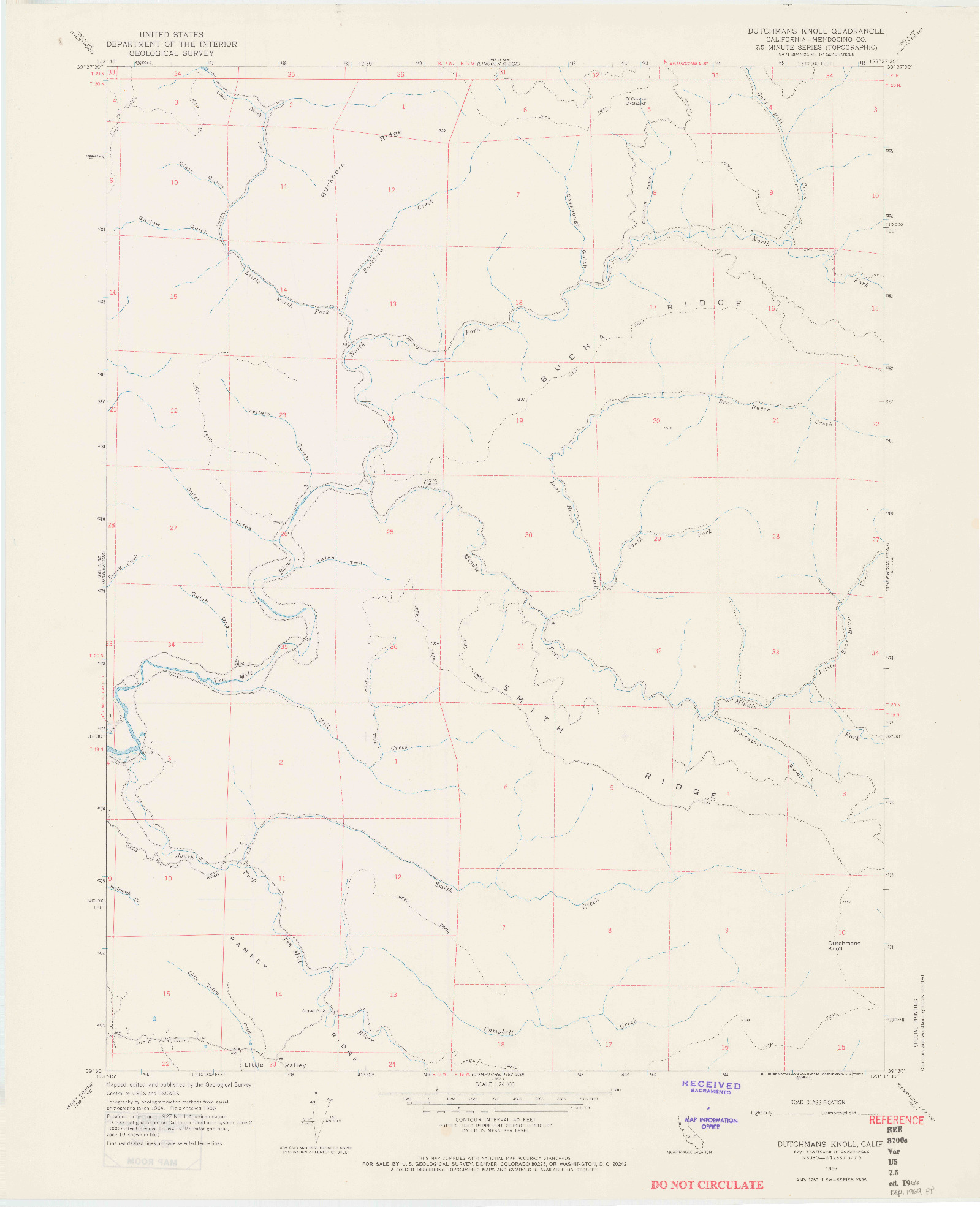 USGS 1:24000-SCALE QUADRANGLE FOR DUTCHMANS KNOLL, CA 1966