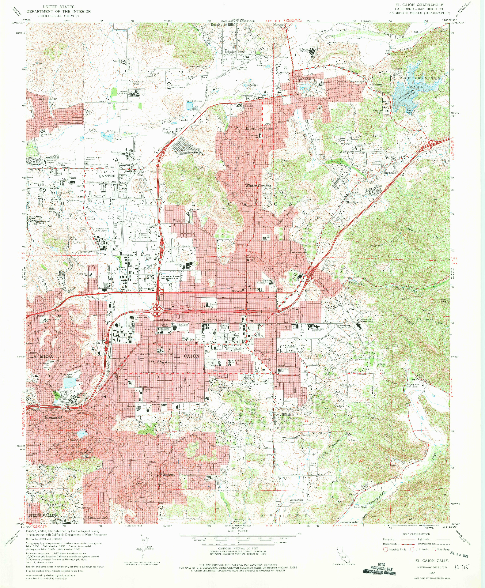 USGS 1:24000-SCALE QUADRANGLE FOR EL CAJON, CA 1967