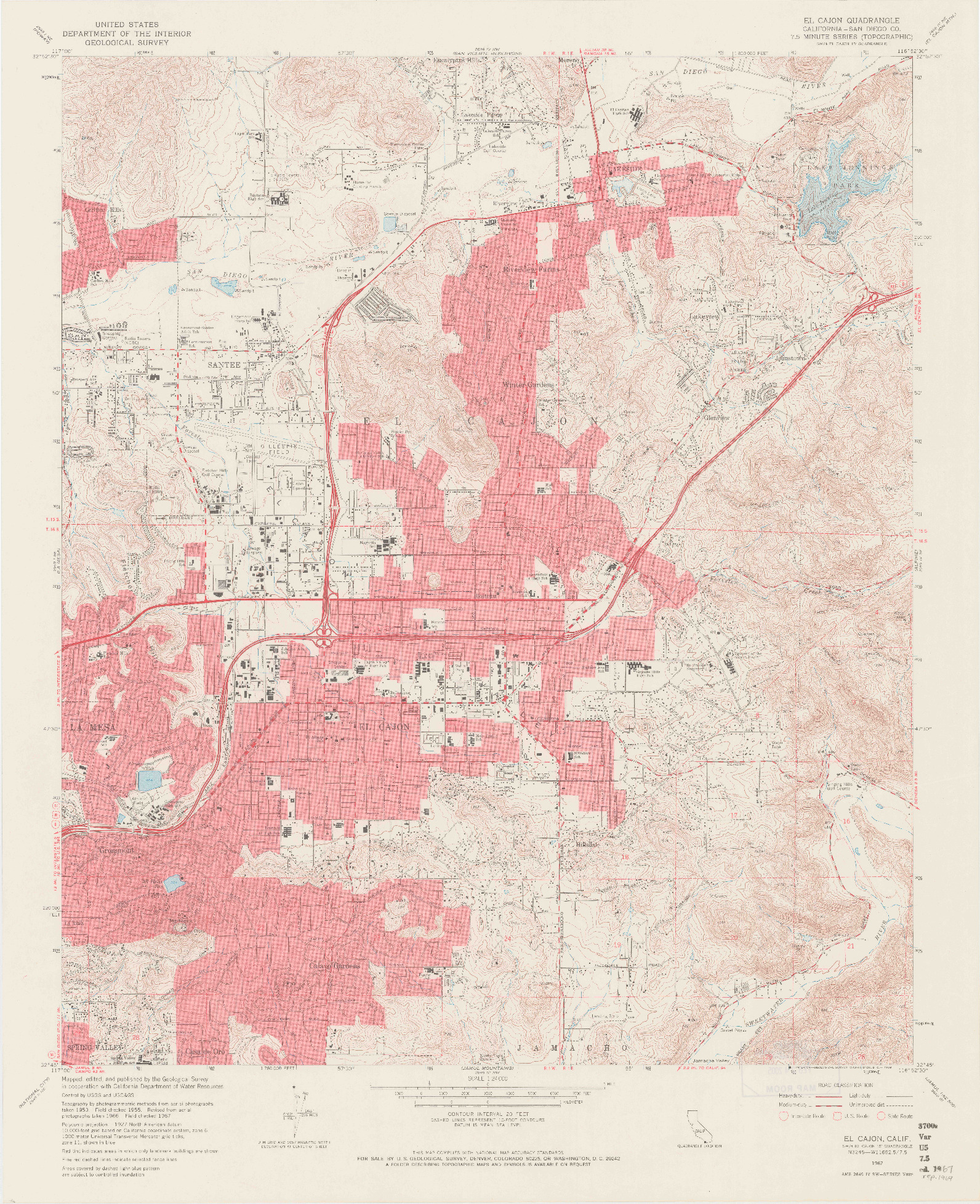 USGS 1:24000-SCALE QUADRANGLE FOR EL CAJON, CA 1967