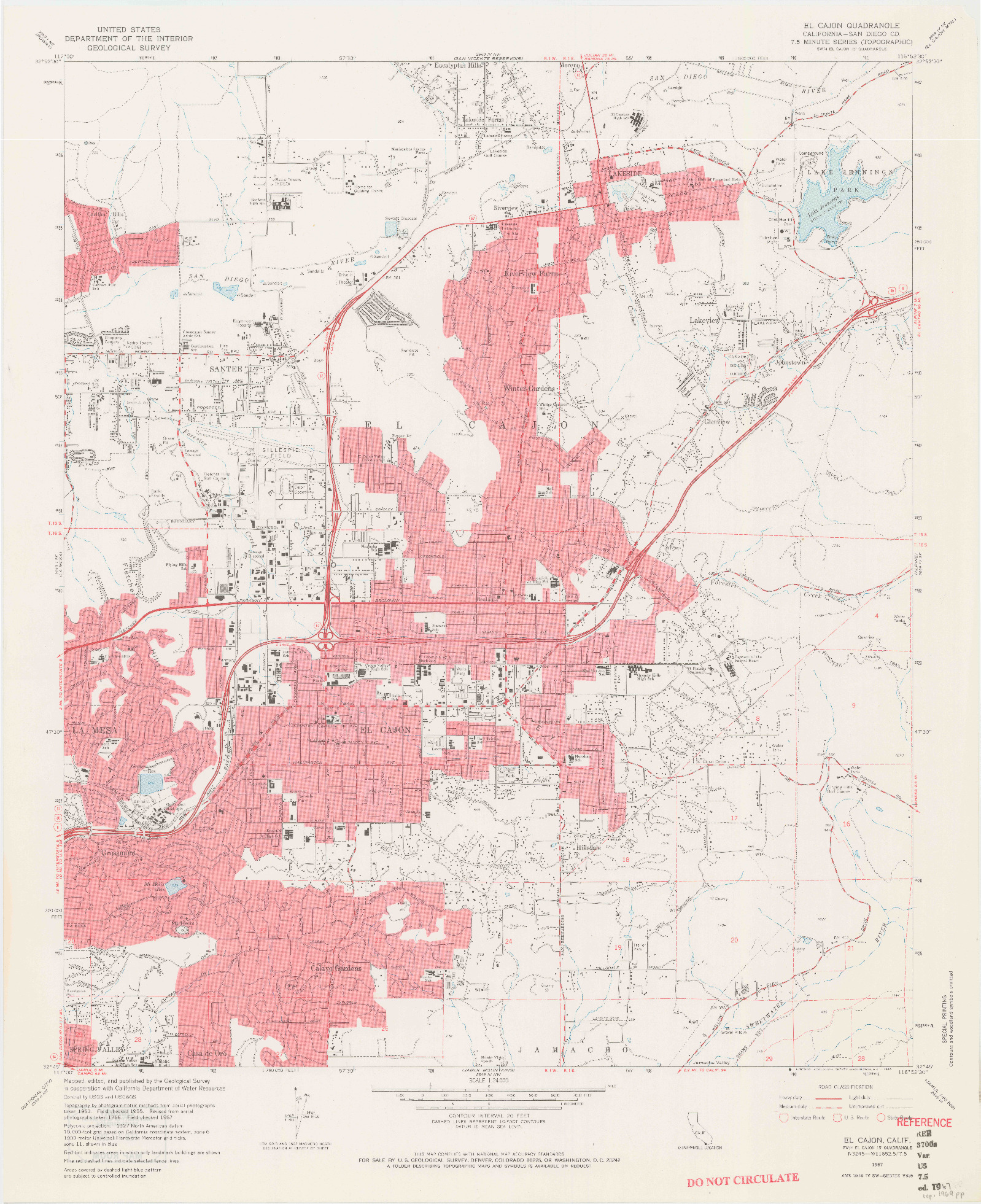 USGS 1:24000-SCALE QUADRANGLE FOR EL CAJON, CA 1967