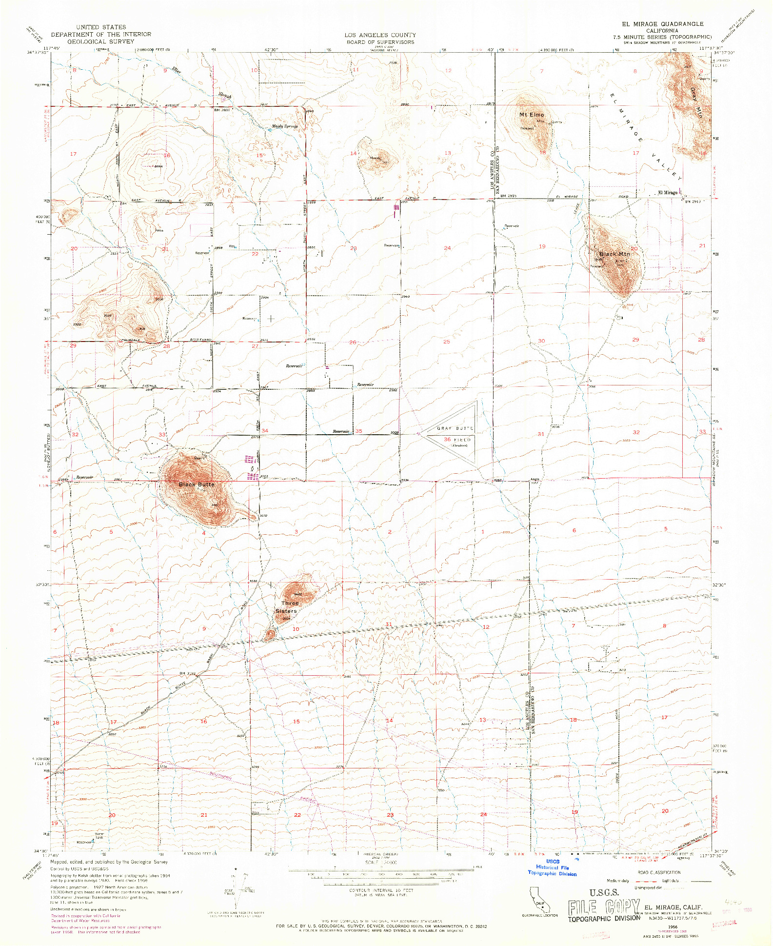 USGS 1:24000-SCALE QUADRANGLE FOR EL MIRAGE, CA 1956