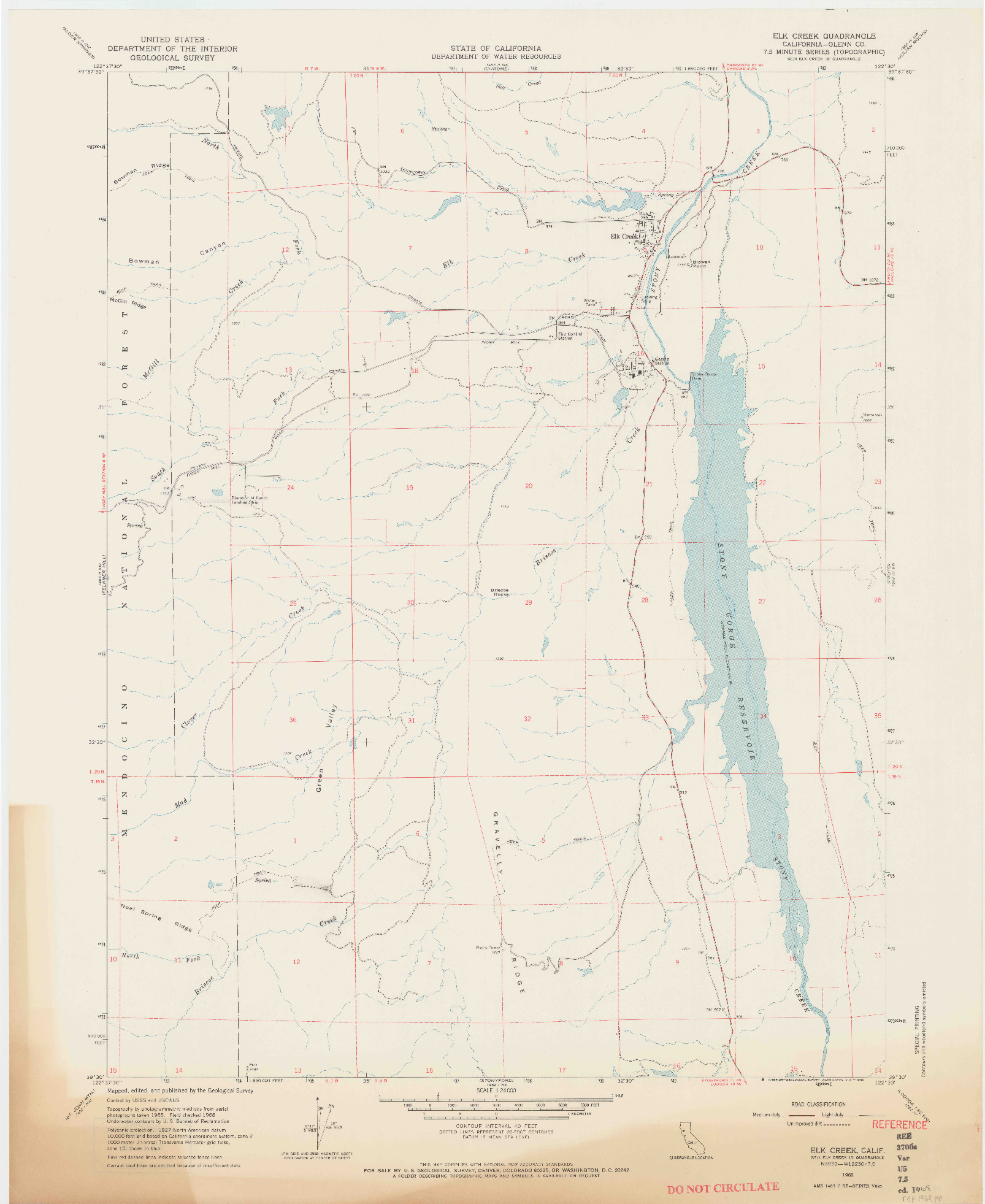 USGS 1:24000-SCALE QUADRANGLE FOR ELK CREEK, CA 1968