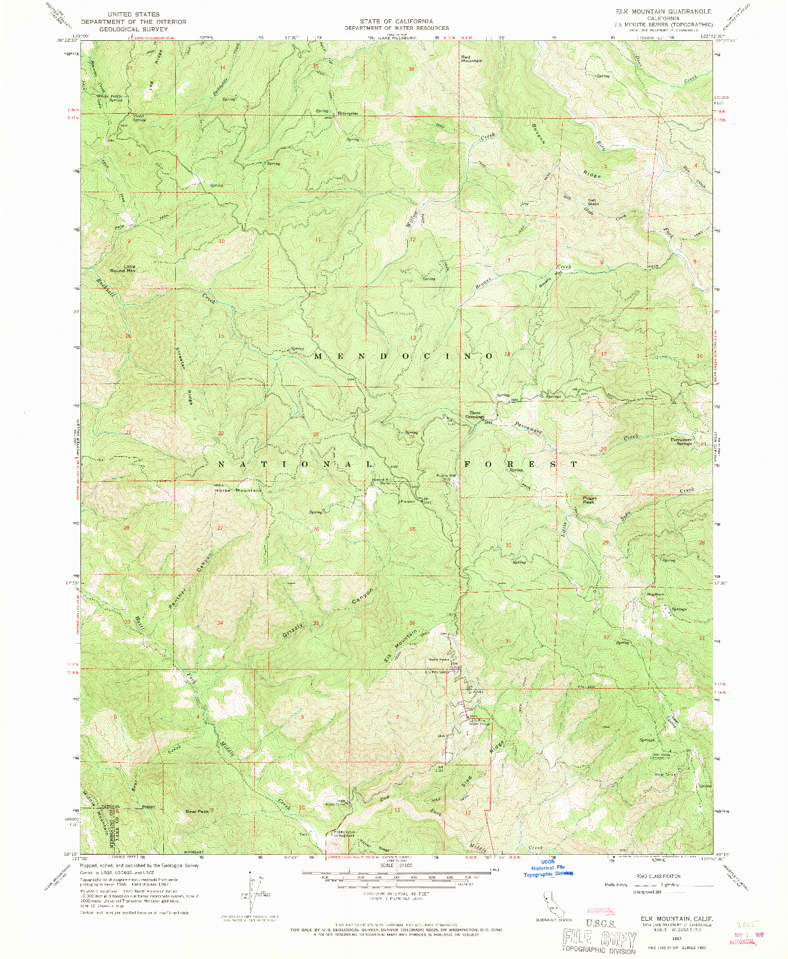 USGS 1:24000-SCALE QUADRANGLE FOR ELK MOUNTAIN, CA 1967