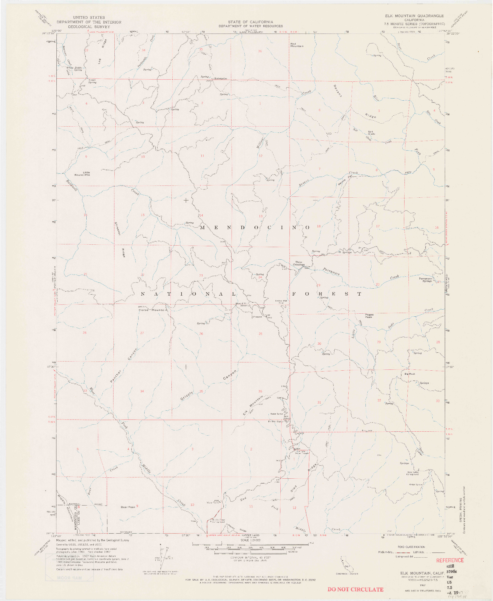 USGS 1:24000-SCALE QUADRANGLE FOR ELK MOUNTAIN, CA 1967