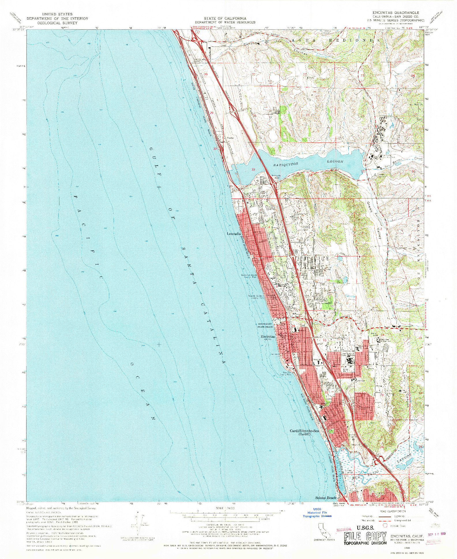 USGS 1:24000-SCALE QUADRANGLE FOR ENCINITAS, CA 1968