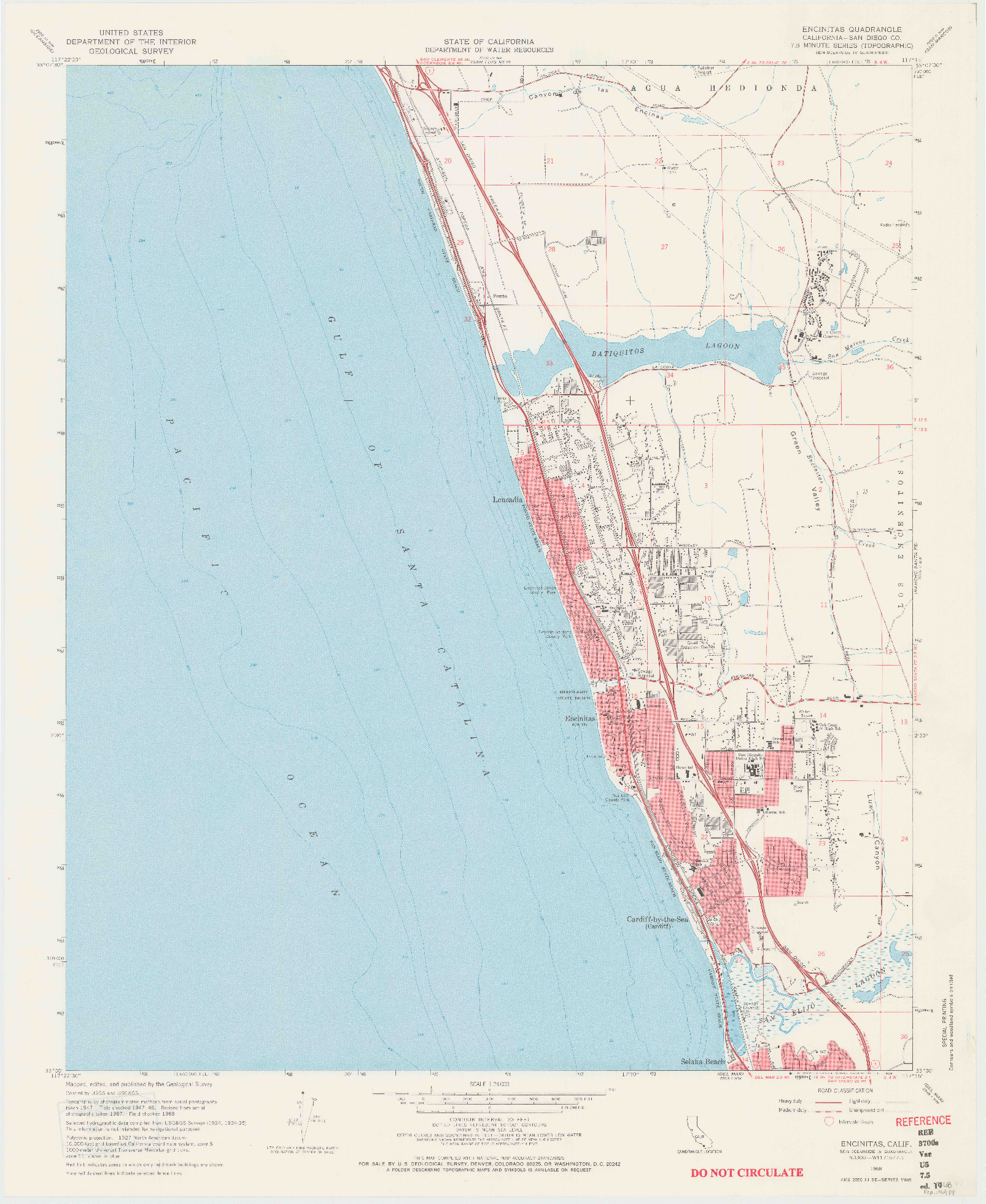 USGS 1:24000-SCALE QUADRANGLE FOR ENCINITAS, CA 1968
