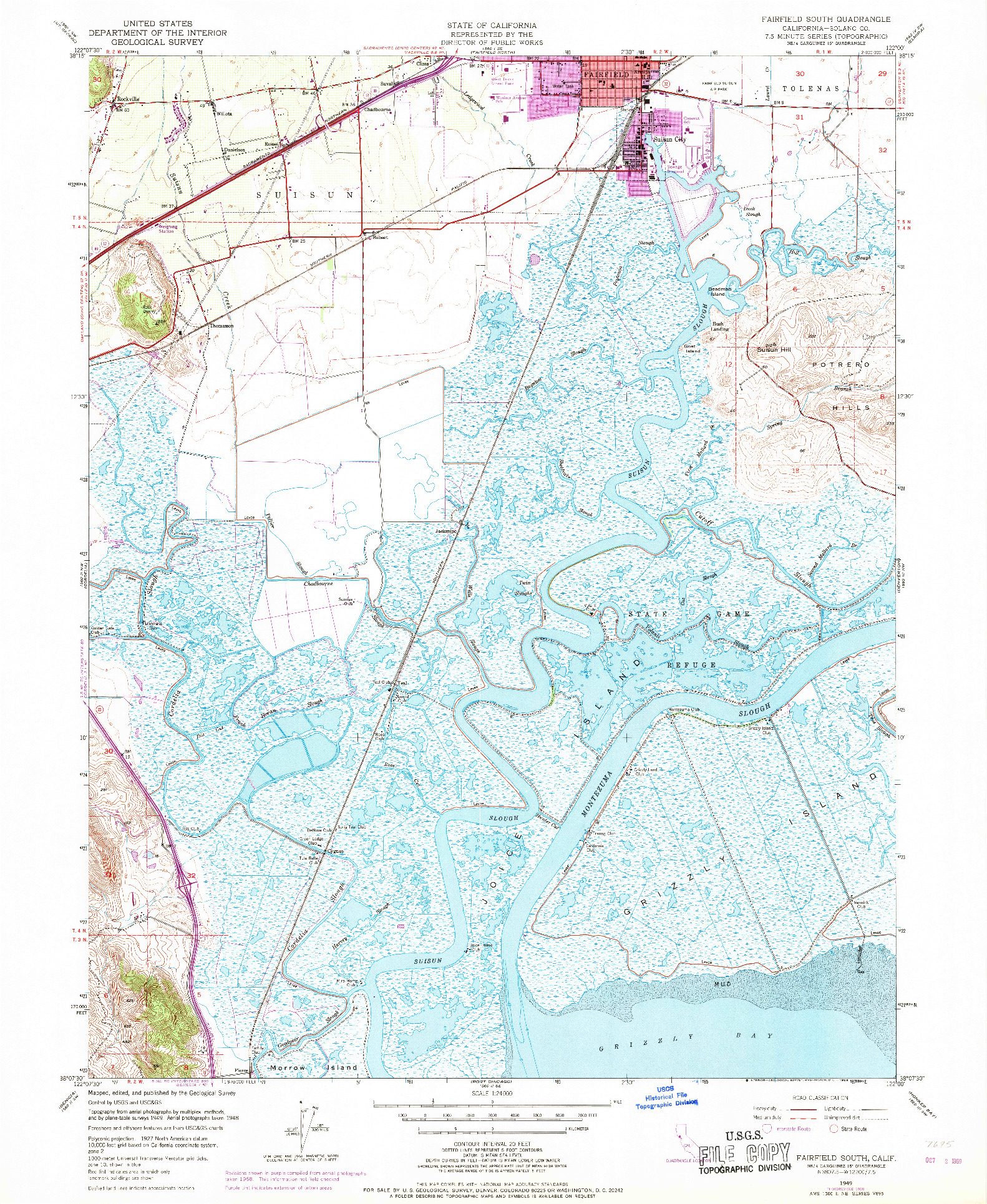 USGS 1:24000-SCALE QUADRANGLE FOR FAIRFIELD SOUTH, CA 1949