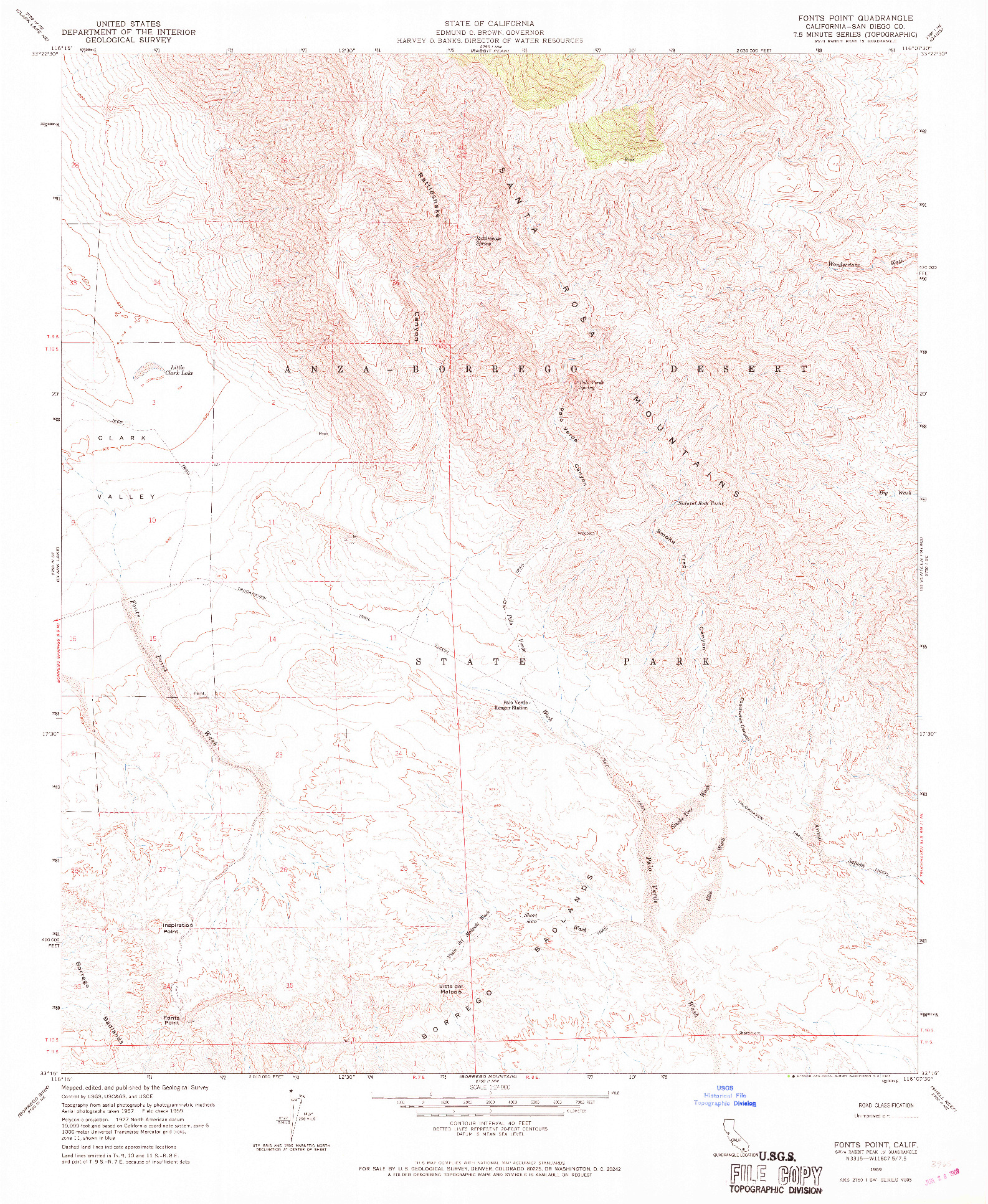 USGS 1:24000-SCALE QUADRANGLE FOR FONTS POINT, CA 1959