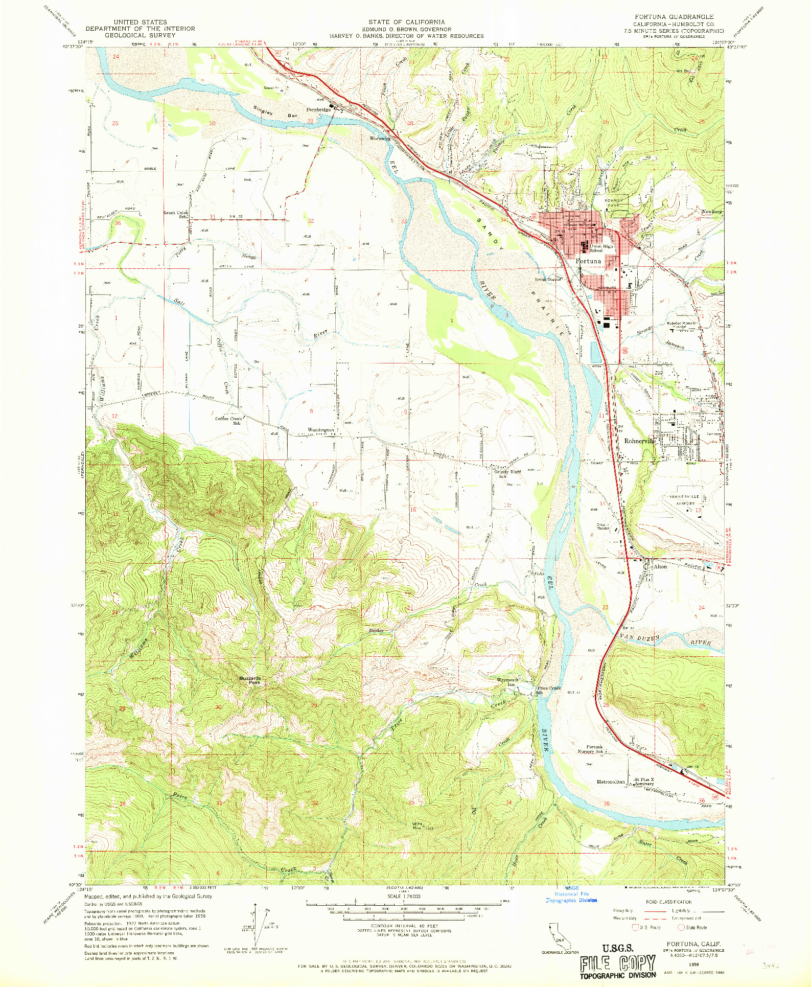 USGS 1:24000-SCALE QUADRANGLE FOR FORTUNA, CA 1959