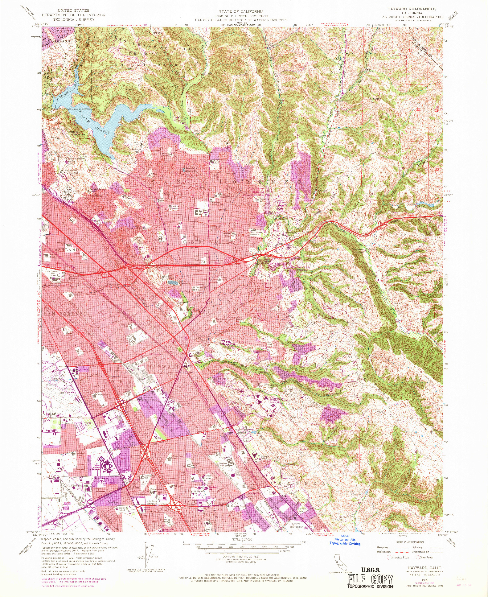 USGS 1:24000-SCALE QUADRANGLE FOR HAYWARD, CA 1959