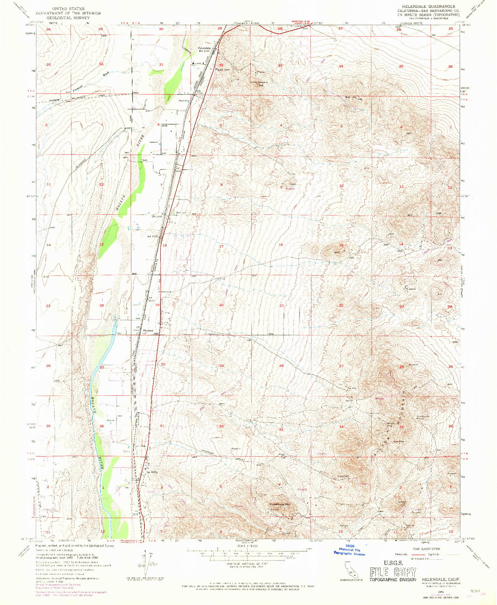 USGS 1:24000-SCALE QUADRANGLE FOR HELENDALE, CA 1956