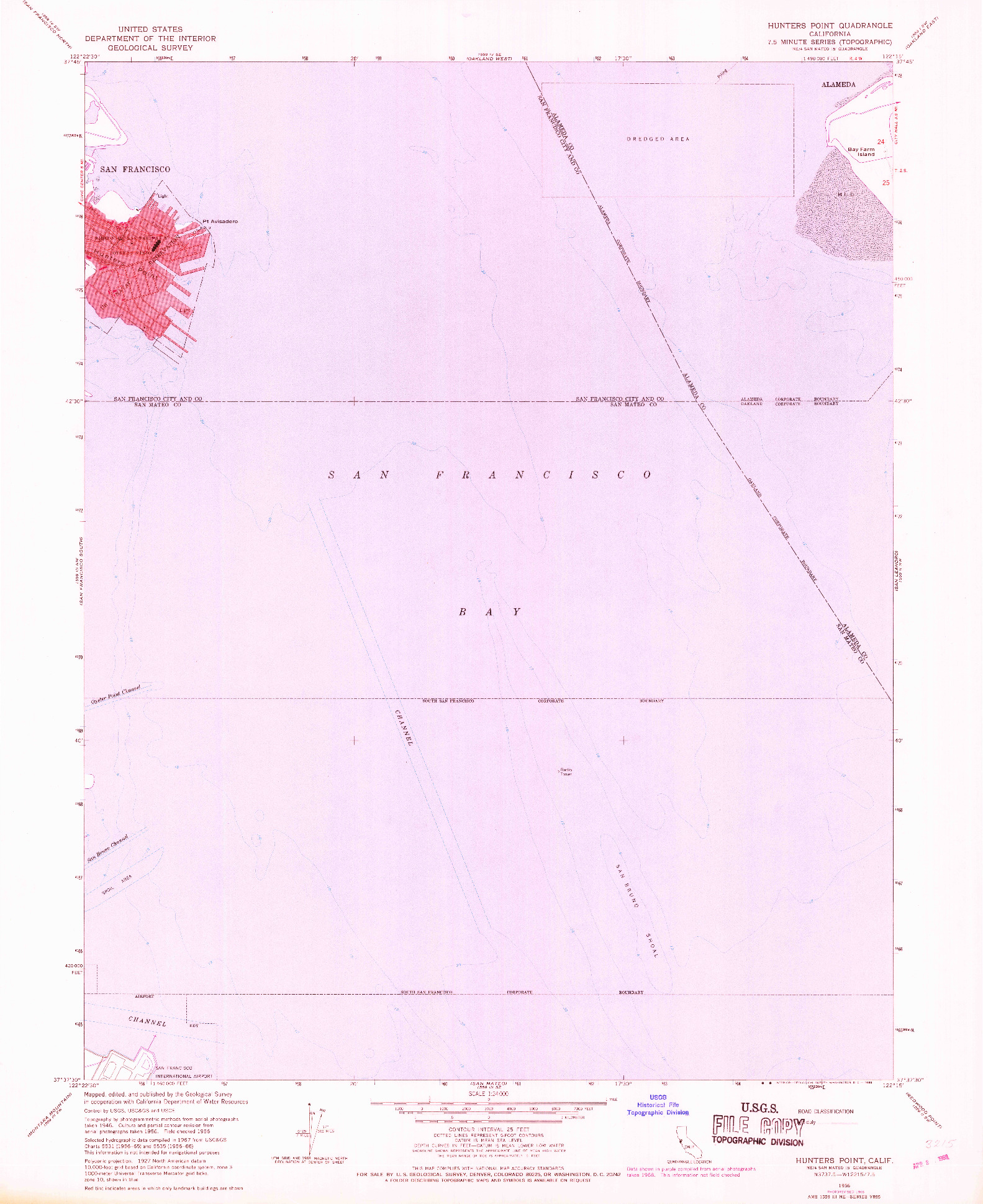 USGS 1:24000-SCALE QUADRANGLE FOR HUNTERS POINT, CA 1956