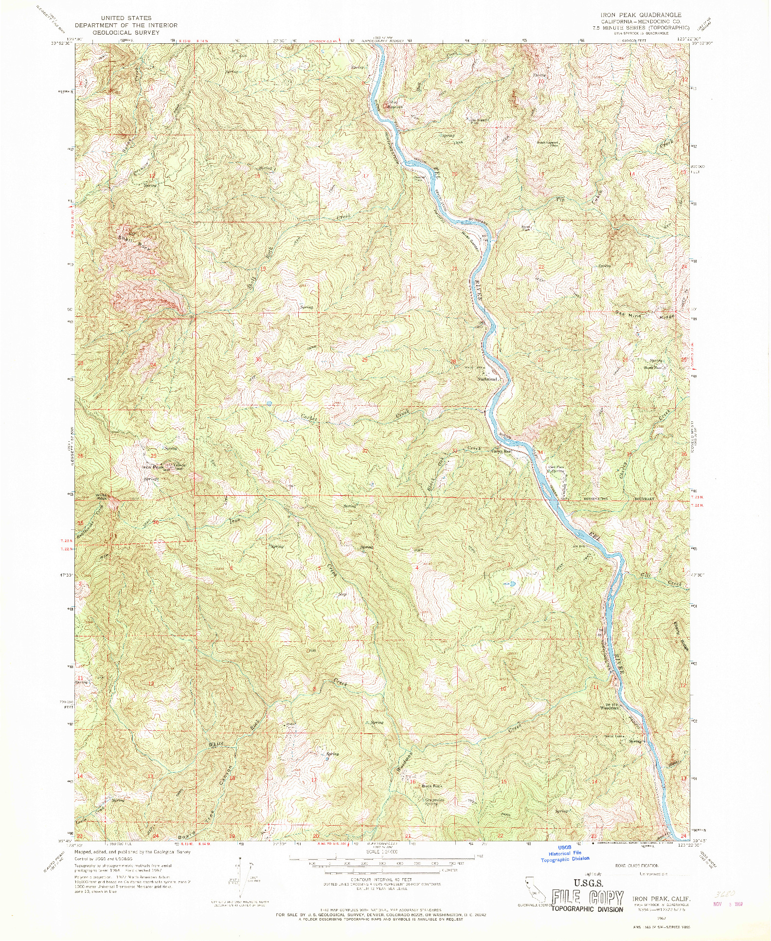 USGS 1:24000-SCALE QUADRANGLE FOR IRON PEAK, CA 1967