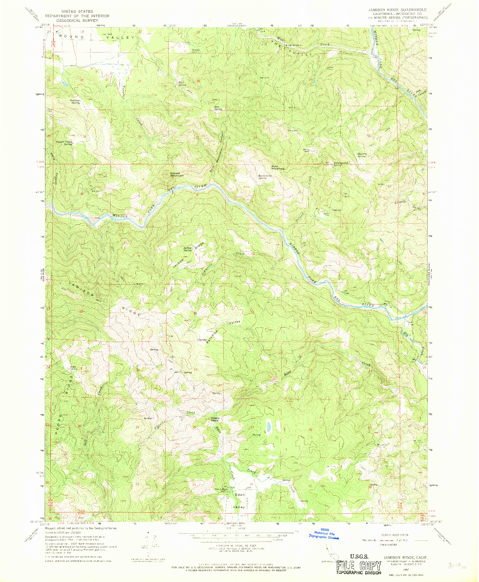 USGS 1:24000-SCALE QUADRANGLE FOR JAMISON RIDGE, CA 1967