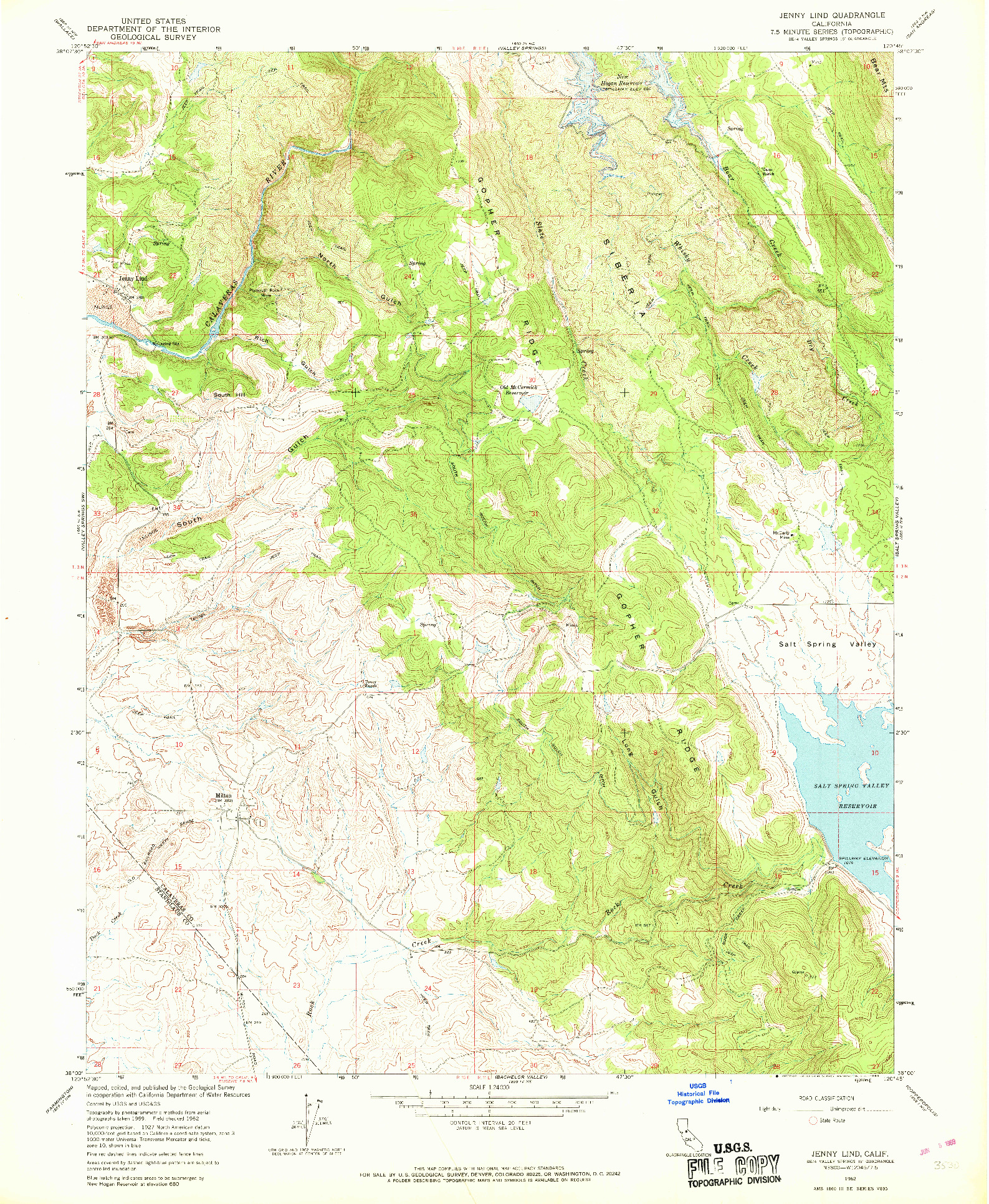 USGS 1:24000-SCALE QUADRANGLE FOR JENNY LIND, CA 1962