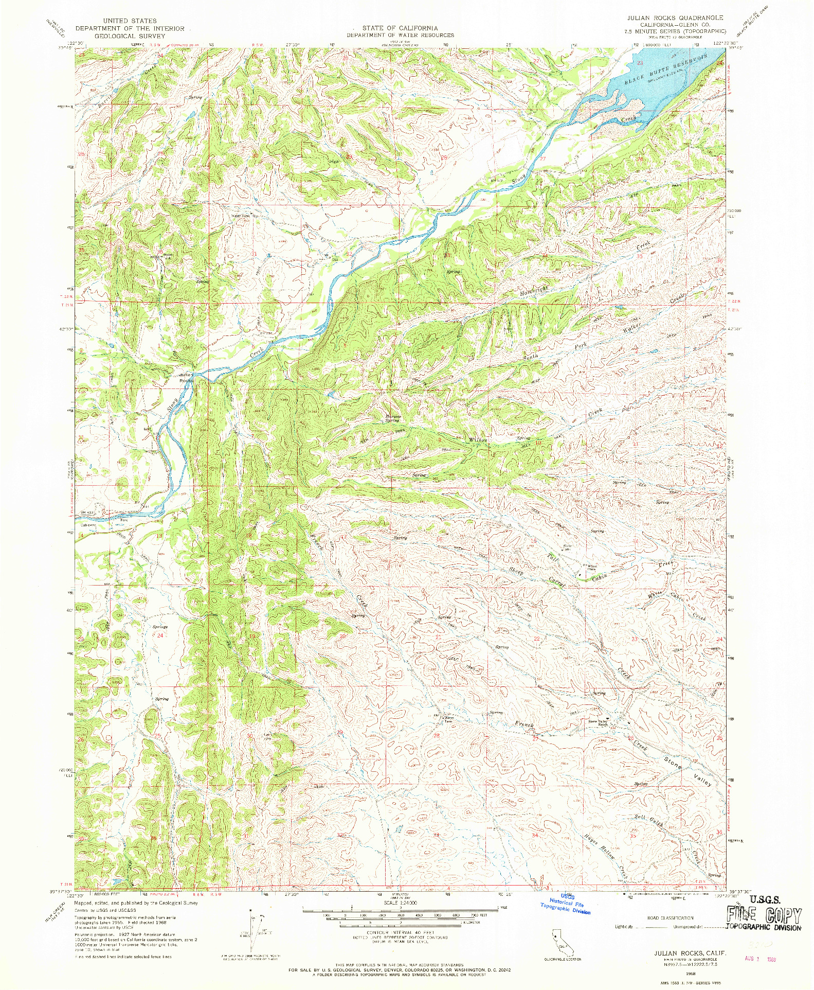 USGS 1:24000-SCALE QUADRANGLE FOR JULIAN ROCKS, CA 1968