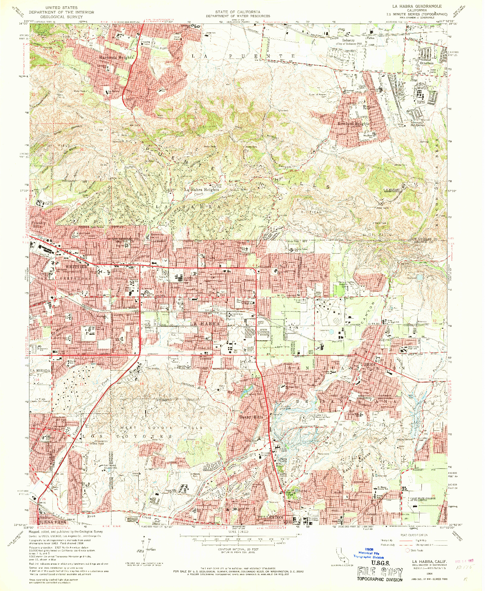 USGS 1:24000-SCALE QUADRANGLE FOR LA HABRA, CA 1964