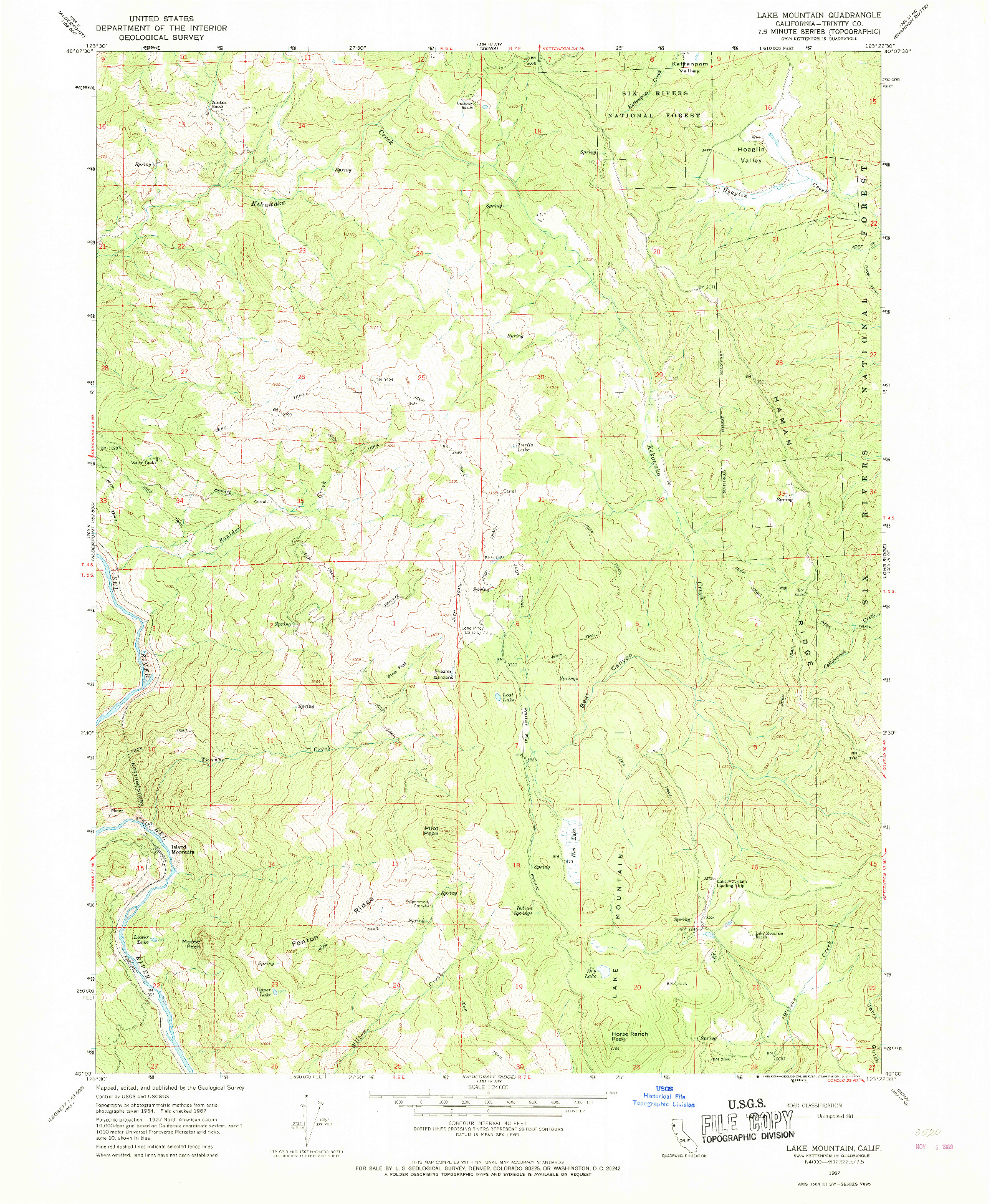 USGS 1:24000-SCALE QUADRANGLE FOR LAKE MOUNTAIN, CA 1967