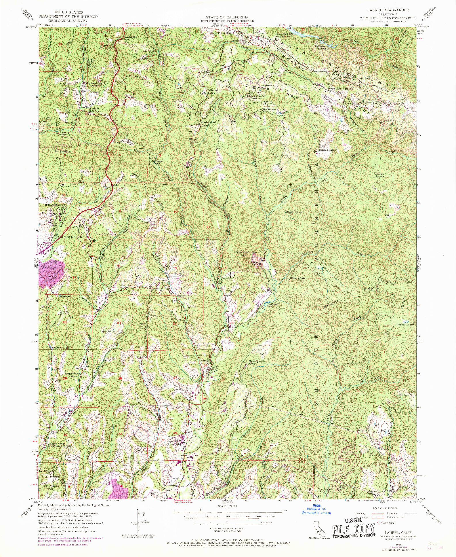 USGS 1:24000-SCALE QUADRANGLE FOR LAUREL, CA 1955