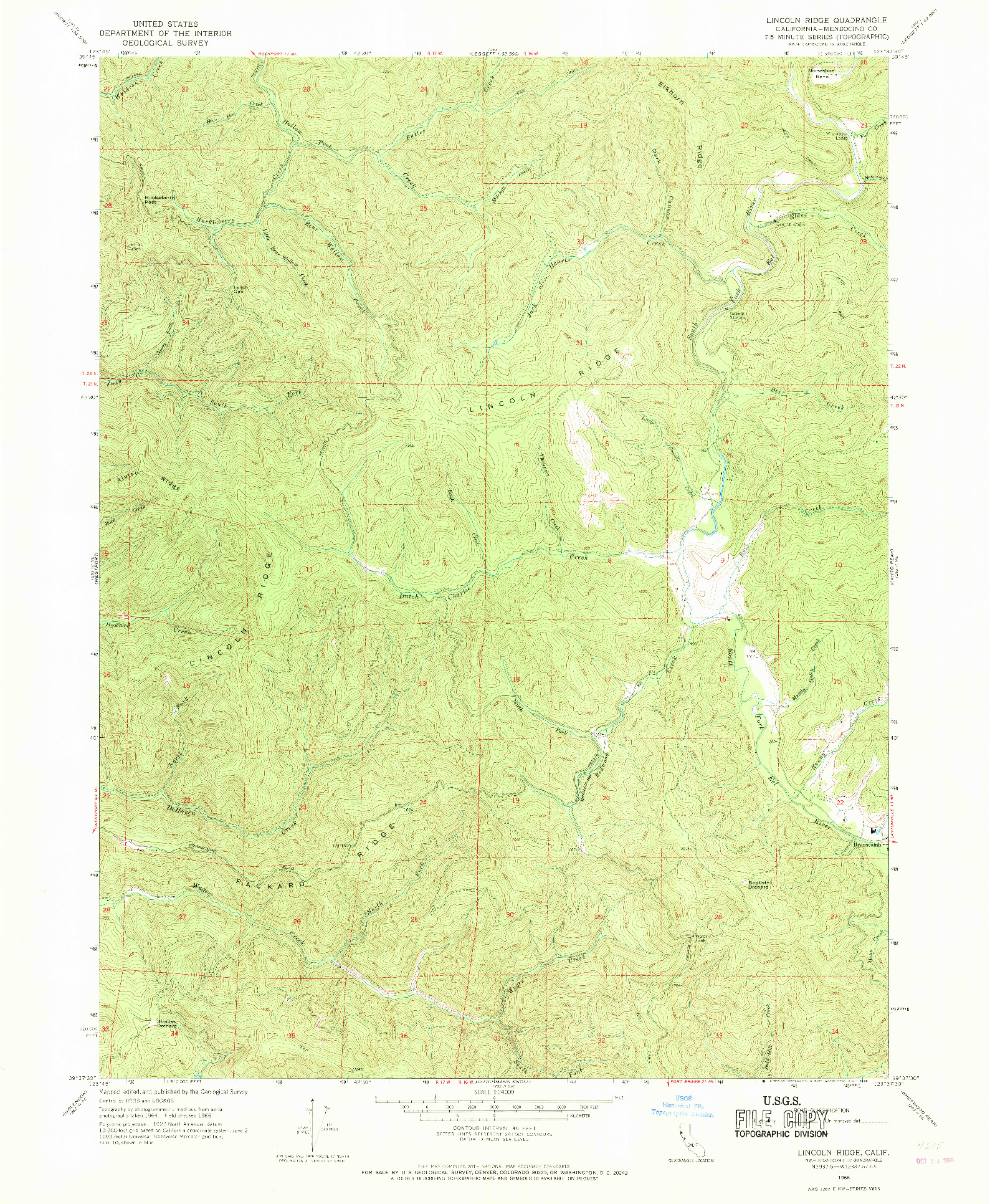 USGS 1:24000-SCALE QUADRANGLE FOR LINCOLN RIDGE, CA 1966