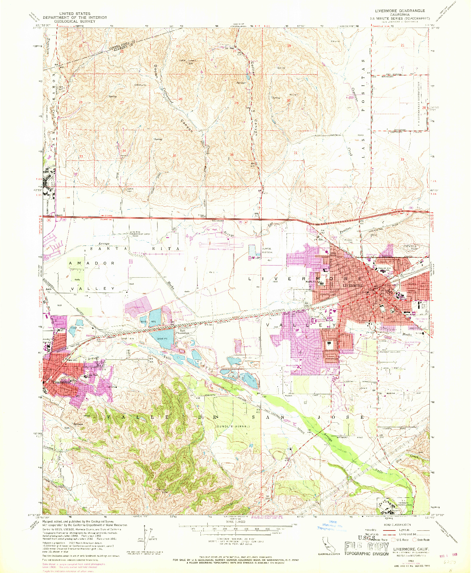 USGS 1:24000-SCALE QUADRANGLE FOR LIVERMORE, CA 1961