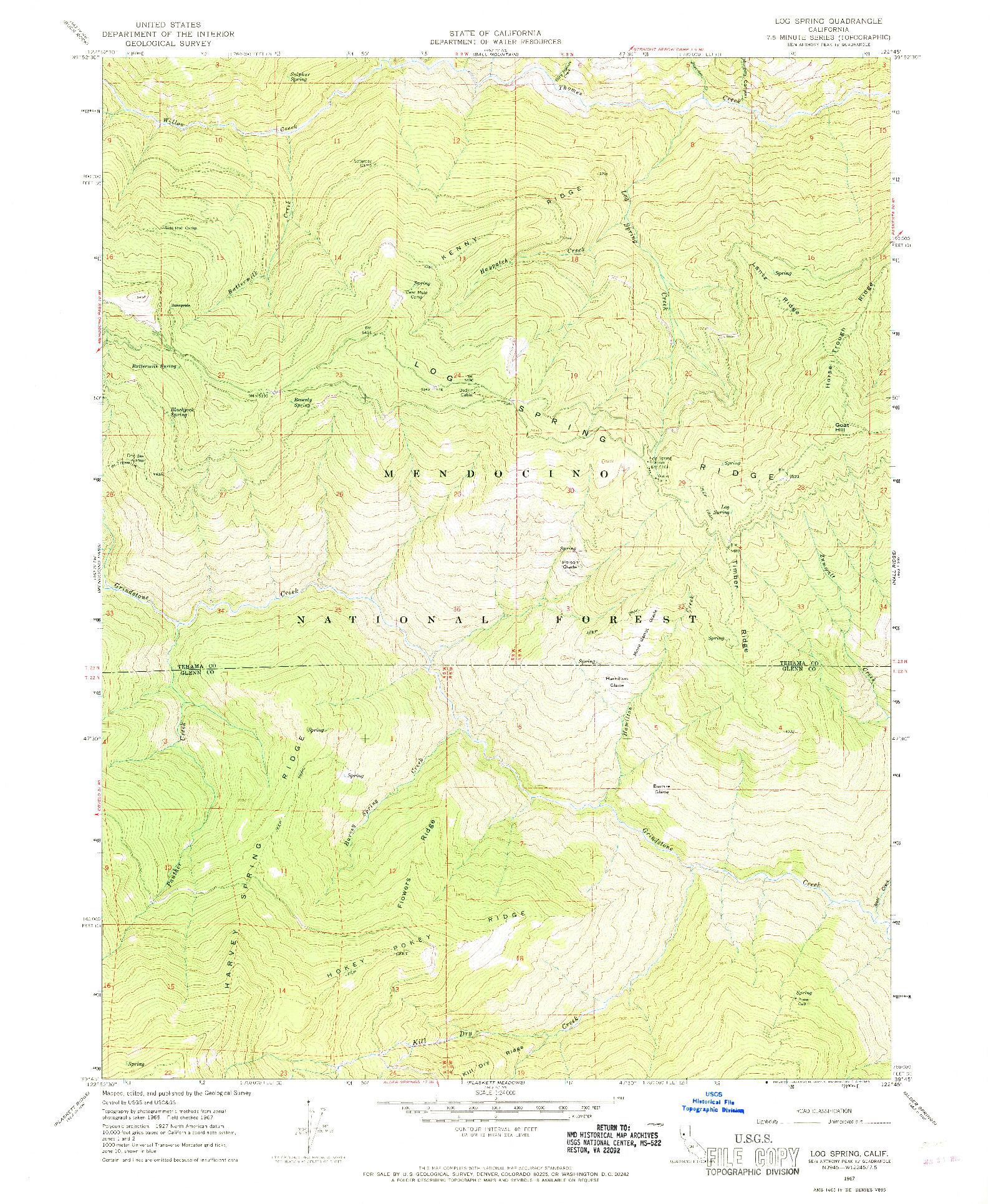 USGS 1:24000-SCALE QUADRANGLE FOR LOG SPRING, CA 1967