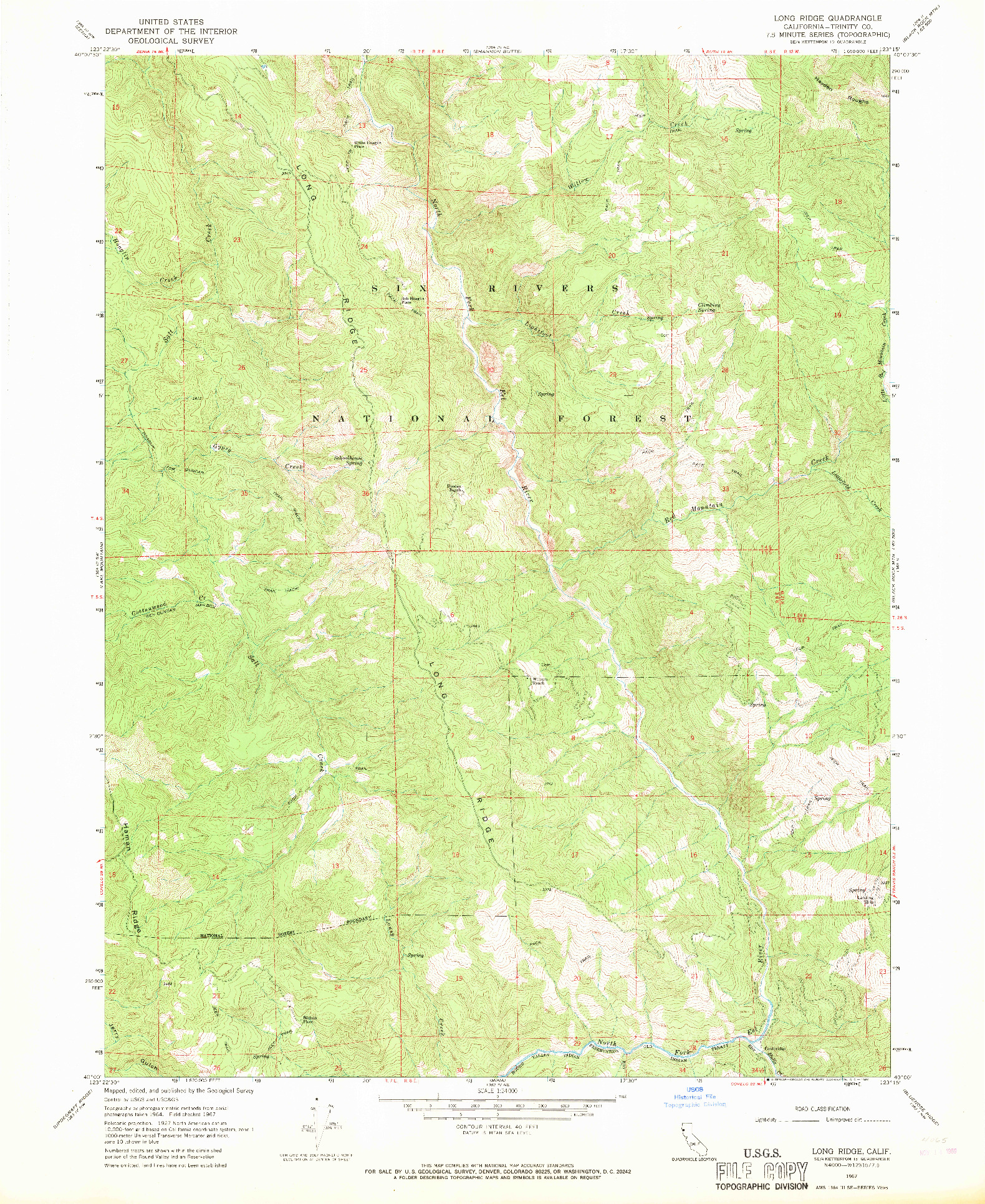 USGS 1:24000-SCALE QUADRANGLE FOR LONG RIDGE, CA 1967